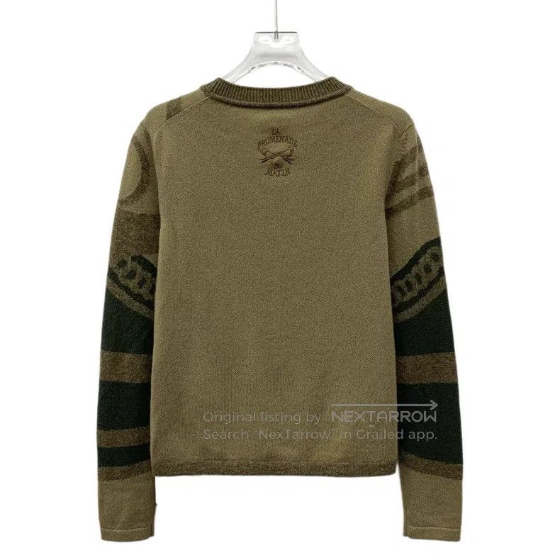 Hermes Hermes Dark brown pattern intarsia cashmere round neck lon Size XS / US 0-2 / IT 36-38 - 2 Thumbnail
