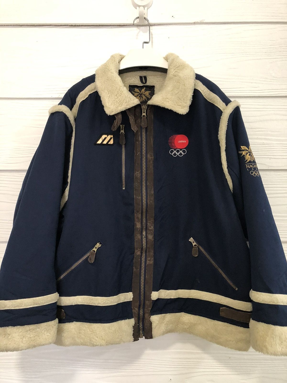 image of Mizuno x USA Olympics Vintage 1998 Nagano Olympic Winter Games Japan Team Jacket in Blue (Size XL)