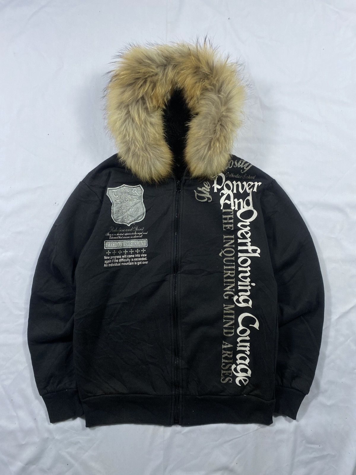 Fitch Fur Zip Up Hoodie 2000s GOTHIC MID LIFE JAPAN FAUX FUR ZIP