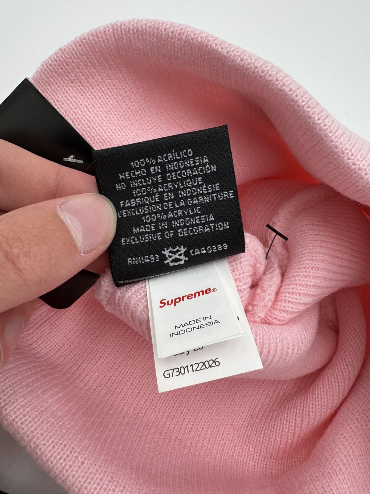 New Era × Supreme Supreme New Era Monogram Beanie Pink White Size ONE SIZE - 12 Thumbnail