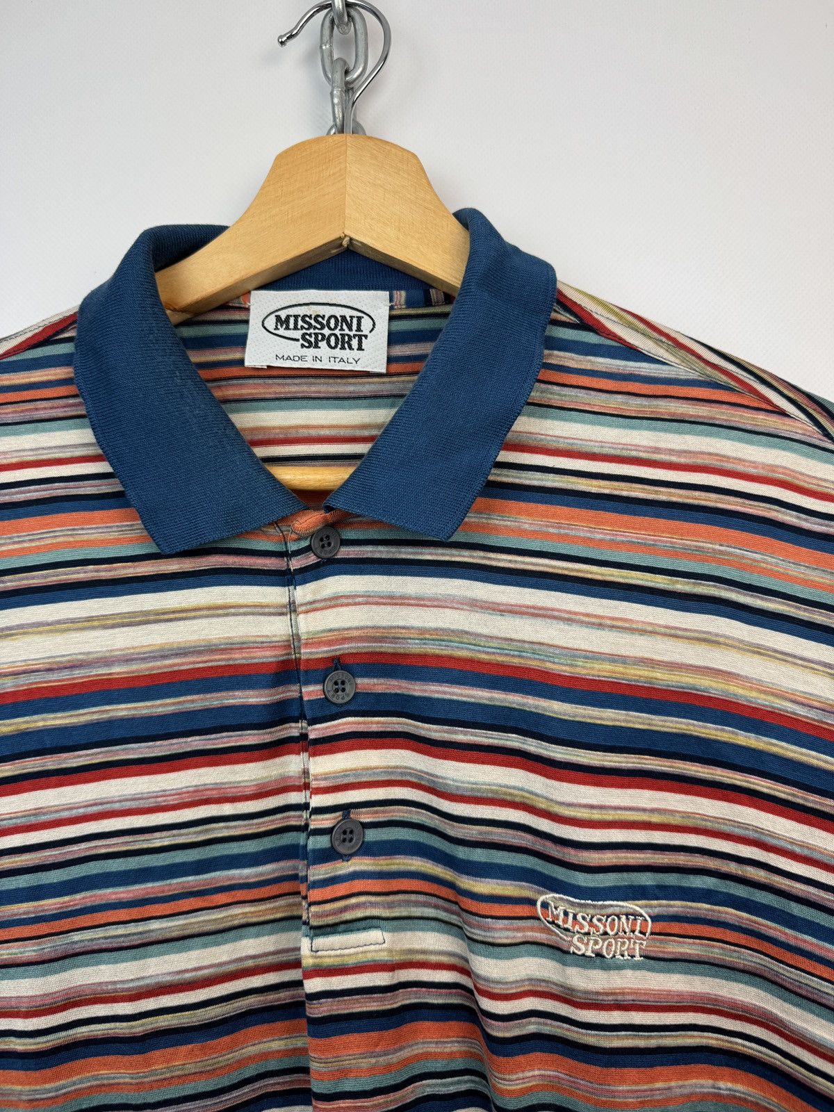 Missoni 90s Missoni Sport Italian Striped Multicolour Polo Tee Size US M / EU 48-50 / 2 - 2 Thumbnail