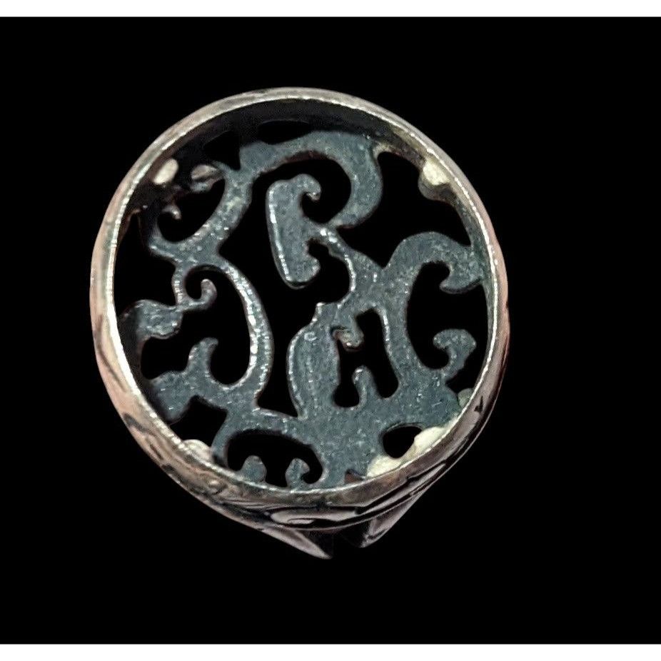 Other Vintage Sterling Silver Floral Scroll Concave Ring Size 7 1/ Size ONE SIZE - 13 Thumbnail