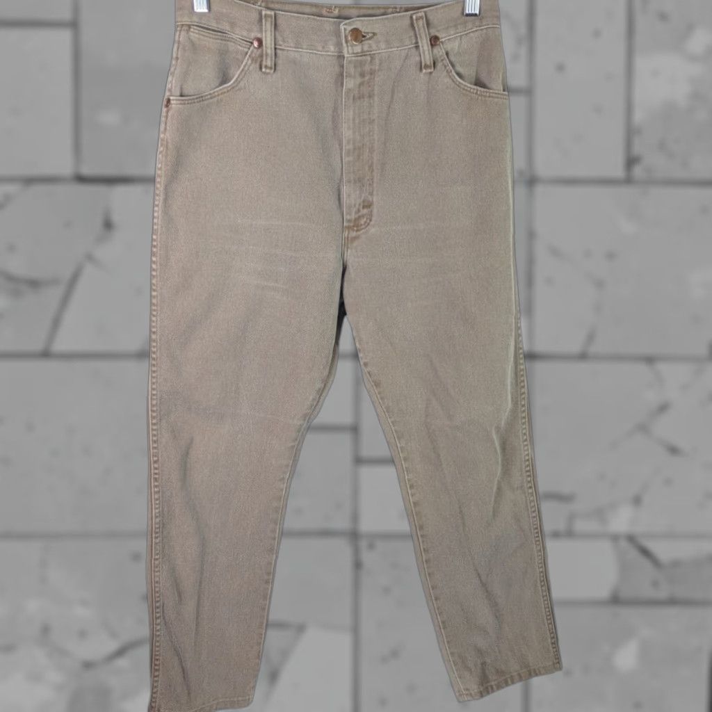 VINTAGE Wrangler Jeans 13 Beige Denim 90s USA Straight 5-Pocket VTG Womens
