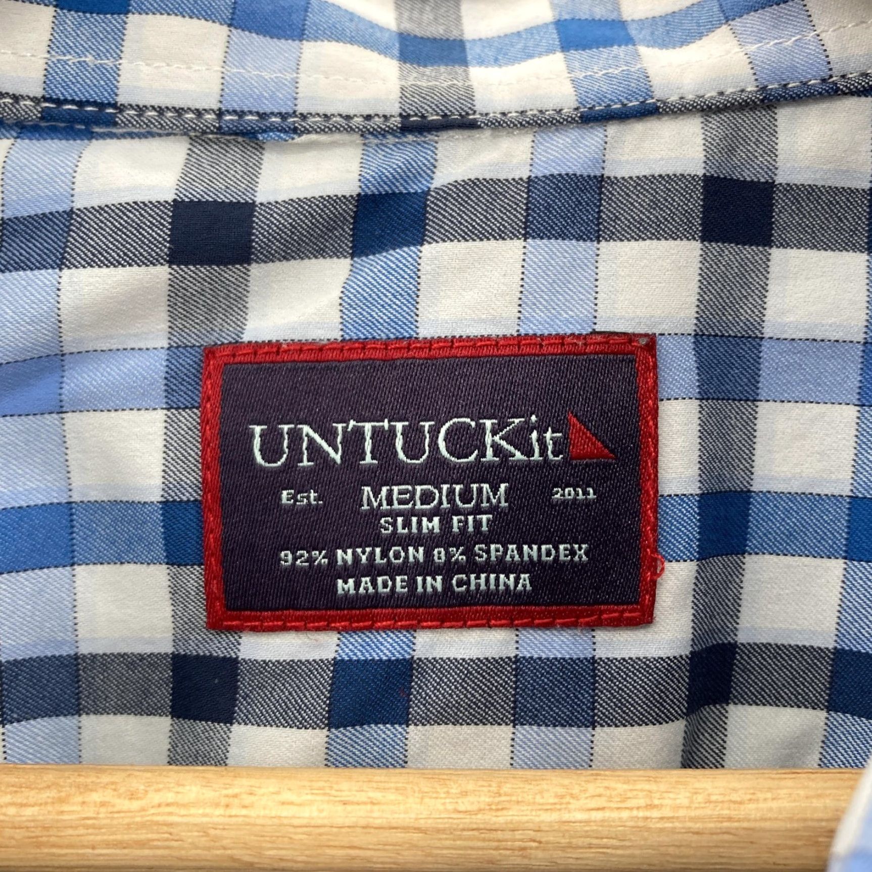 UNTUCKit UNTUCKit Shirt Mens Medium Blue Plaid Slim Fit Long Sleeve Button-Down Stretch Size US M / EU 48-50 / 2 - 4 Thumbnail