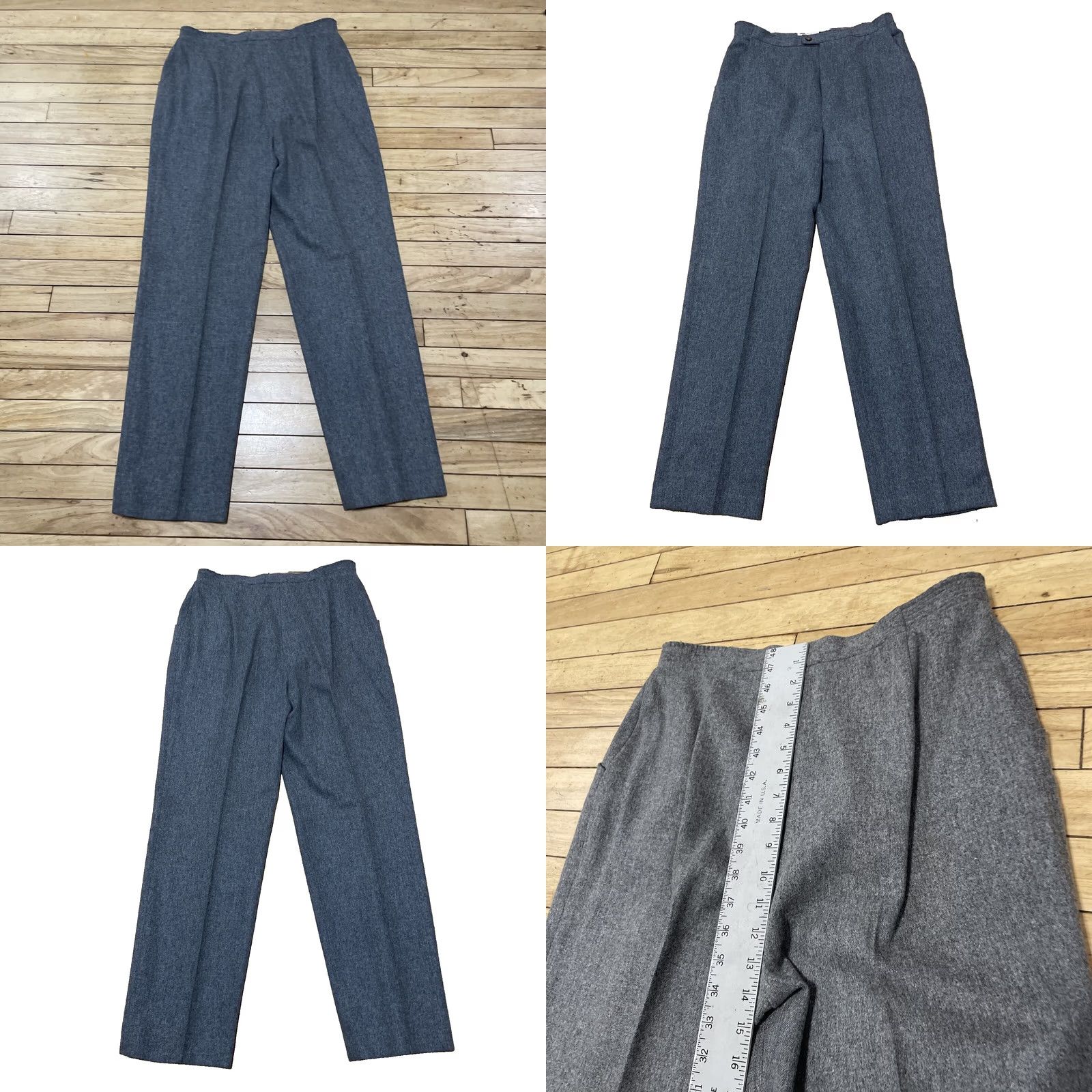 Vintage VINTAGE Collectibles Gray Wool Dress Pants Women 14 32x30 Flat Front Zipper Button USA Made Professional Size 36" / US 14 / IT 50 - 11 Thumbnail