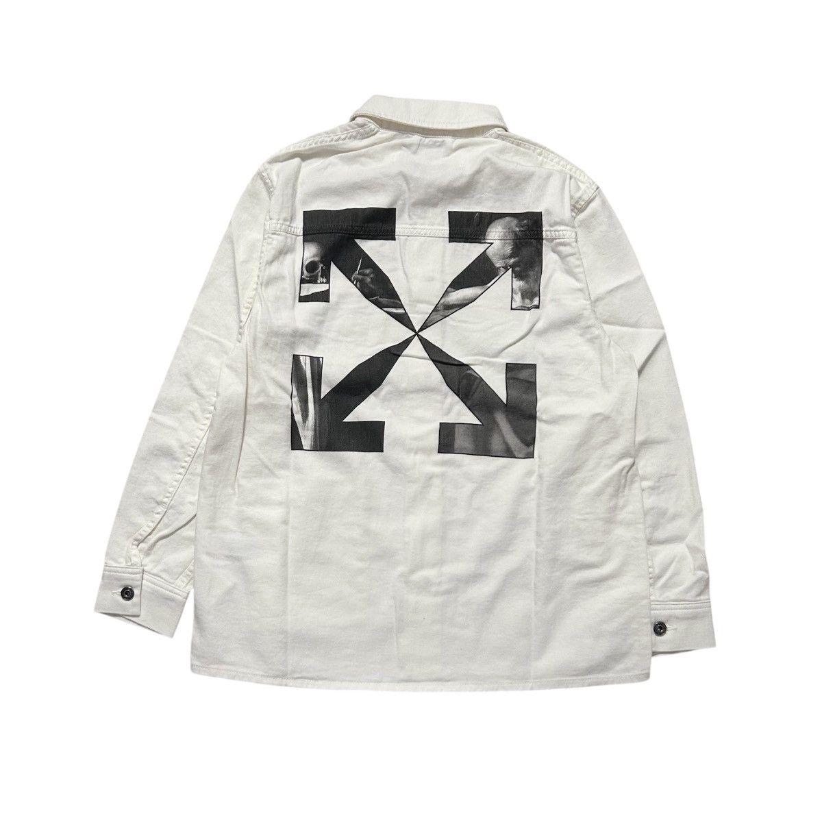 New Off-White White Carvaggio Arrow Denim Overshirt Small