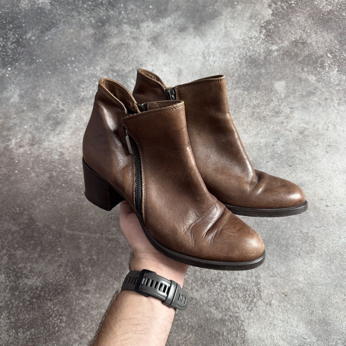 Hysteric Glamour Avant Garde Vintage Double Zip Real Faded Leather Heel Boots Size US 8 / IT 38 - 1 Thumbnail