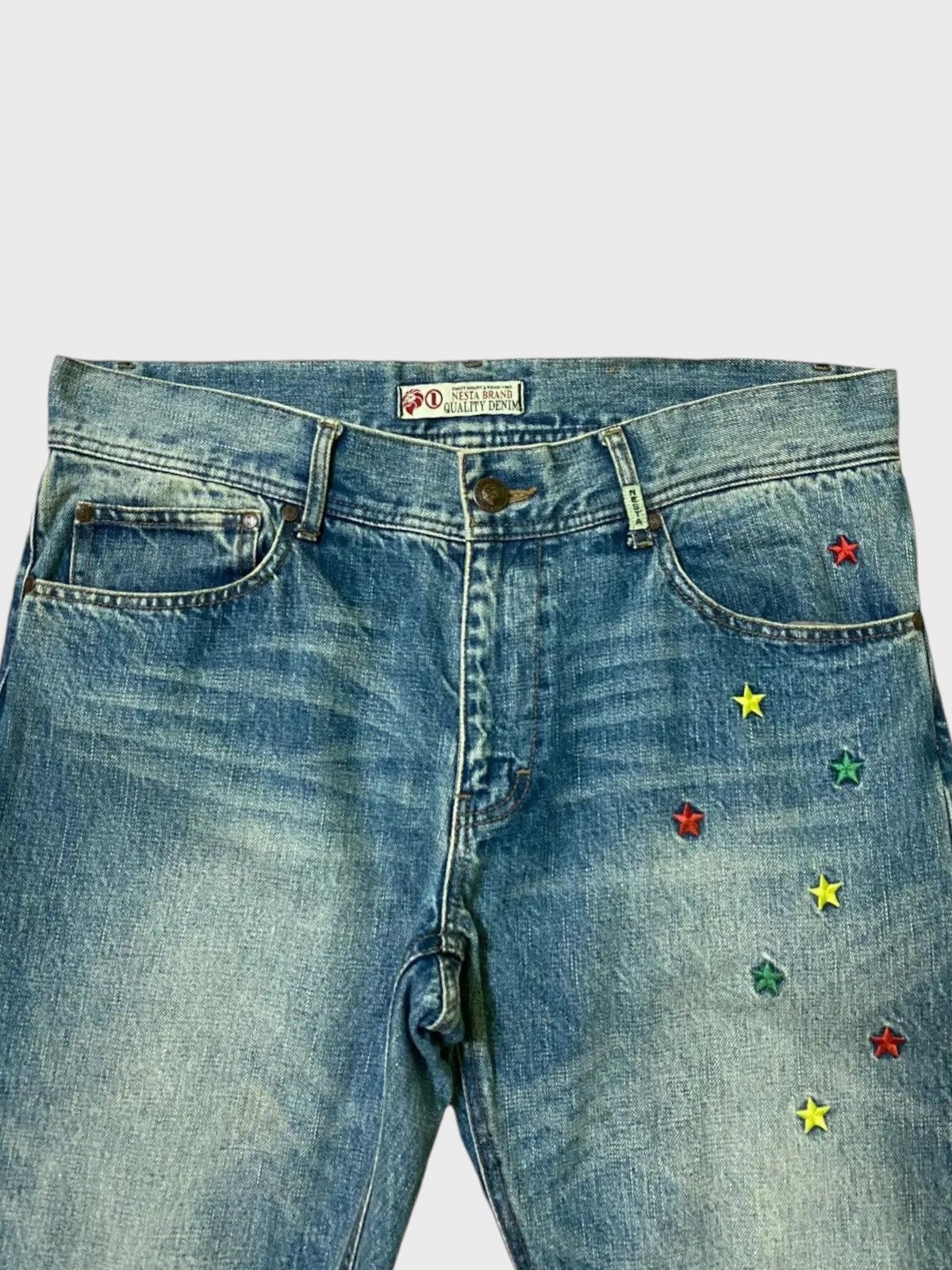 Japanese Brand NESTA BRAND Embroidered 🇲🇱 Mud Wash Selvedge Denim Size US 35 - 3 Thumbnail