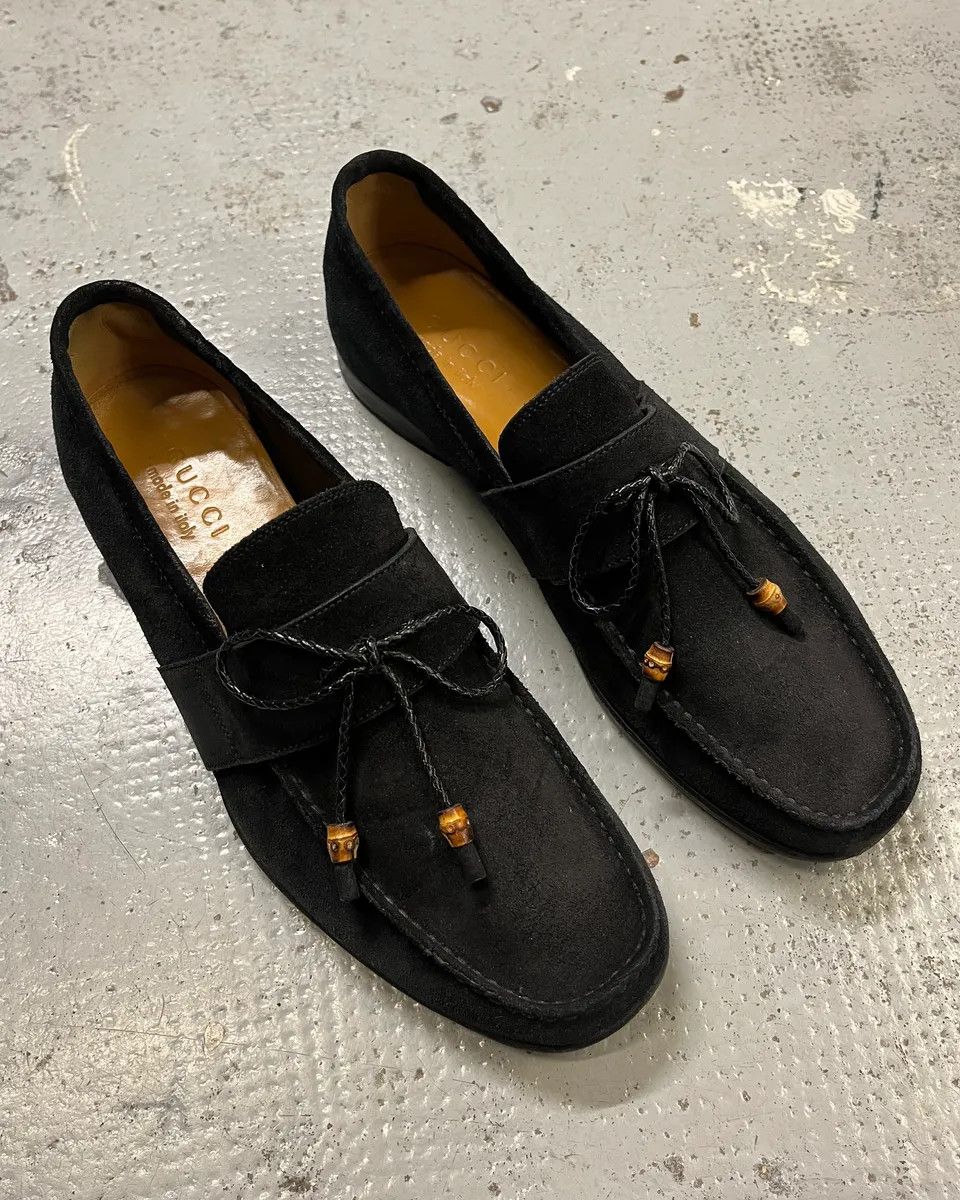 Gucci Gucci Black Suede Bow Detail Loafer Shoes Size US 8 / EU 41 - 3 Thumbnail