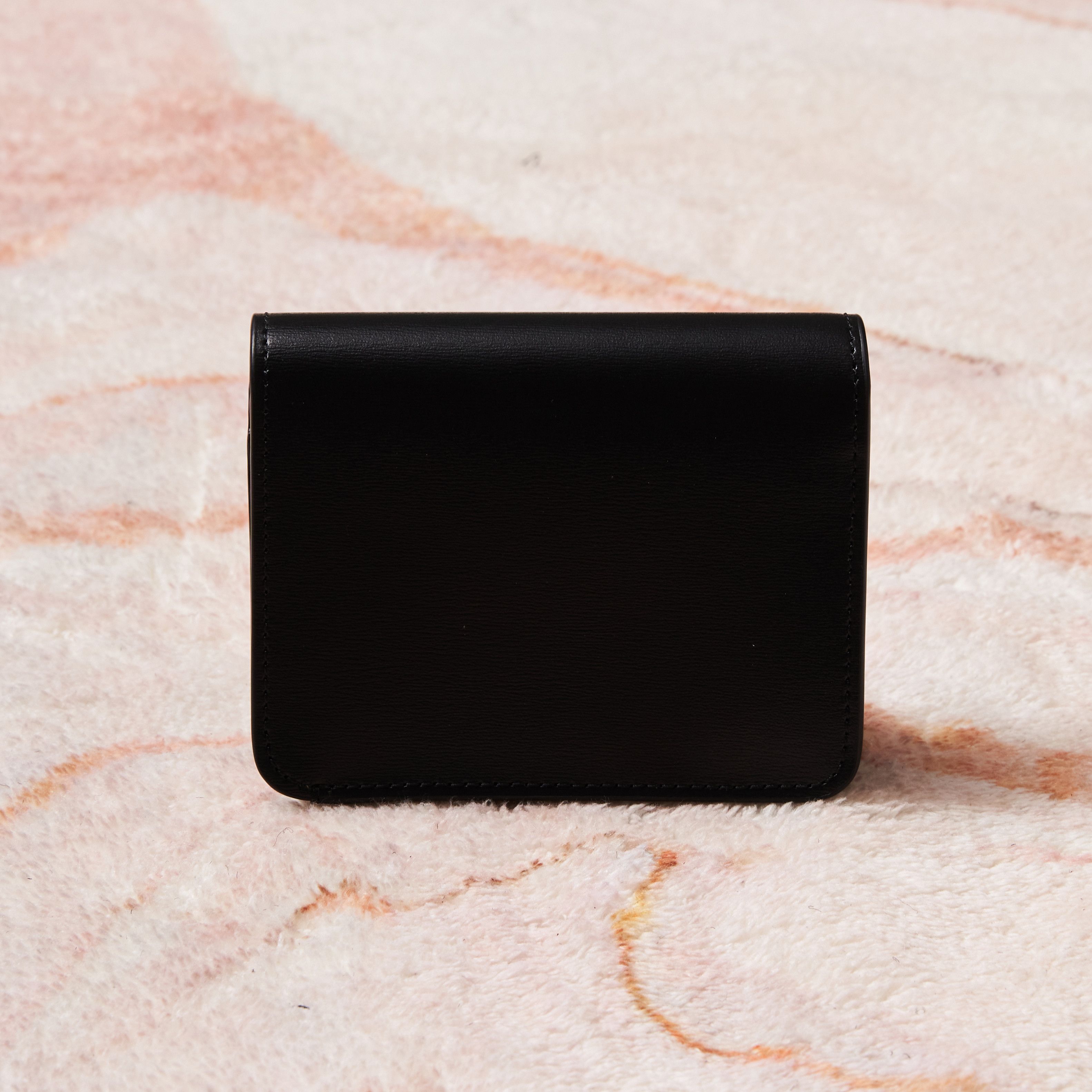 Celine CELINE Triomphe Compact Wallet In Shiny Calfskin BLACK Size ONE SIZE - 3 Thumbnail