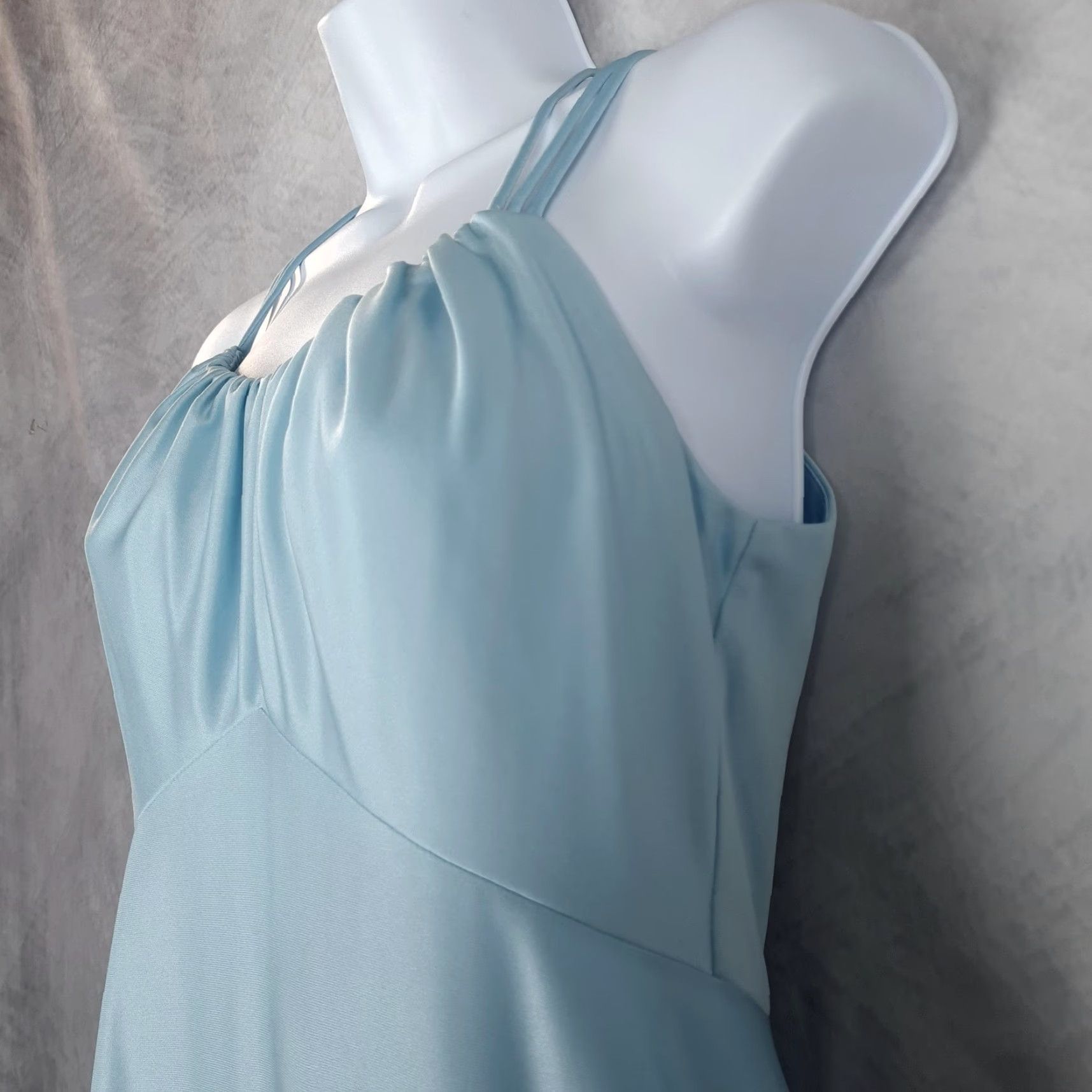 Vintage VINTAGE Satin Maxi Dress Womens 8 Blue Halter Strappy Romantic Whimsy Fairy 70s Size M / US 6-8 / IT 42-44 - 4 Thumbnail