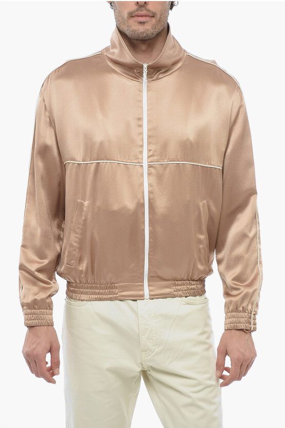 image of Saint Laurent Paris Og1Mm0524 Silk Logoed Sweatshirt In Pink, Men's (Size Medium)