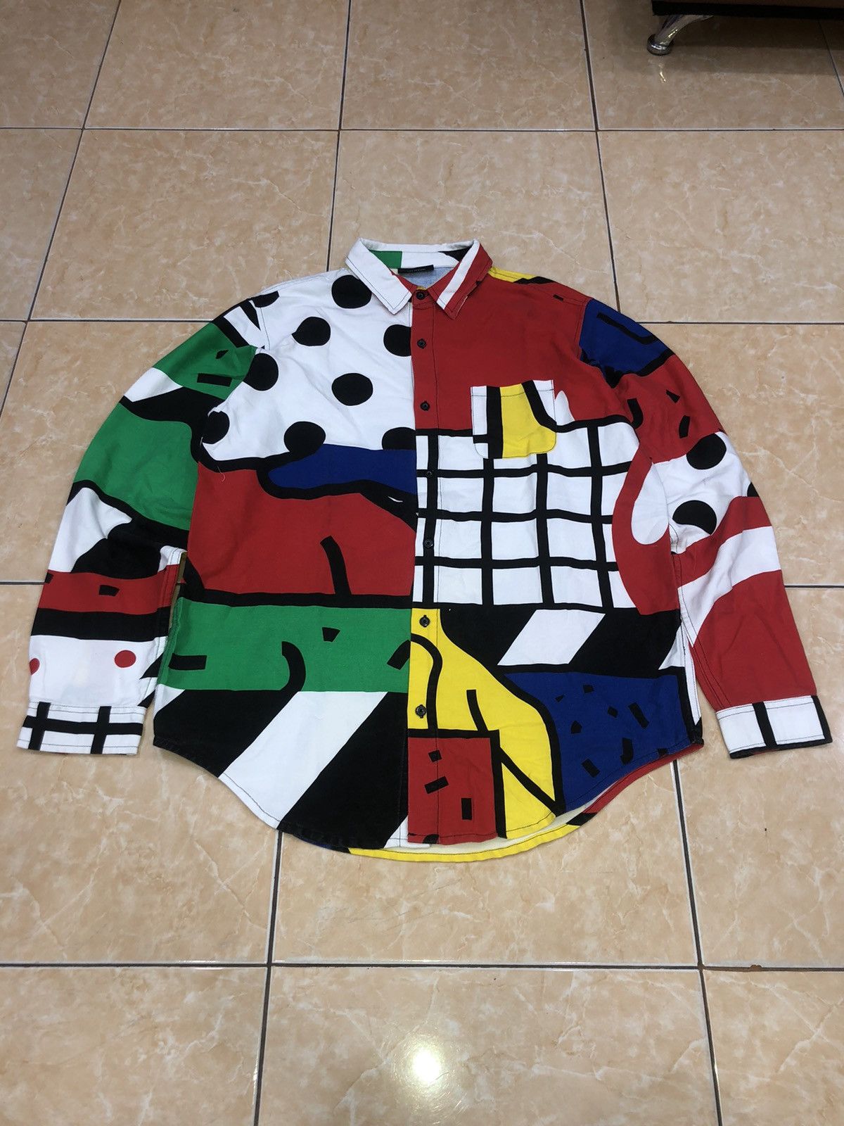 image of Lazy Oaf Full Print Long Sleeve Shirt, Men's (Size Large)