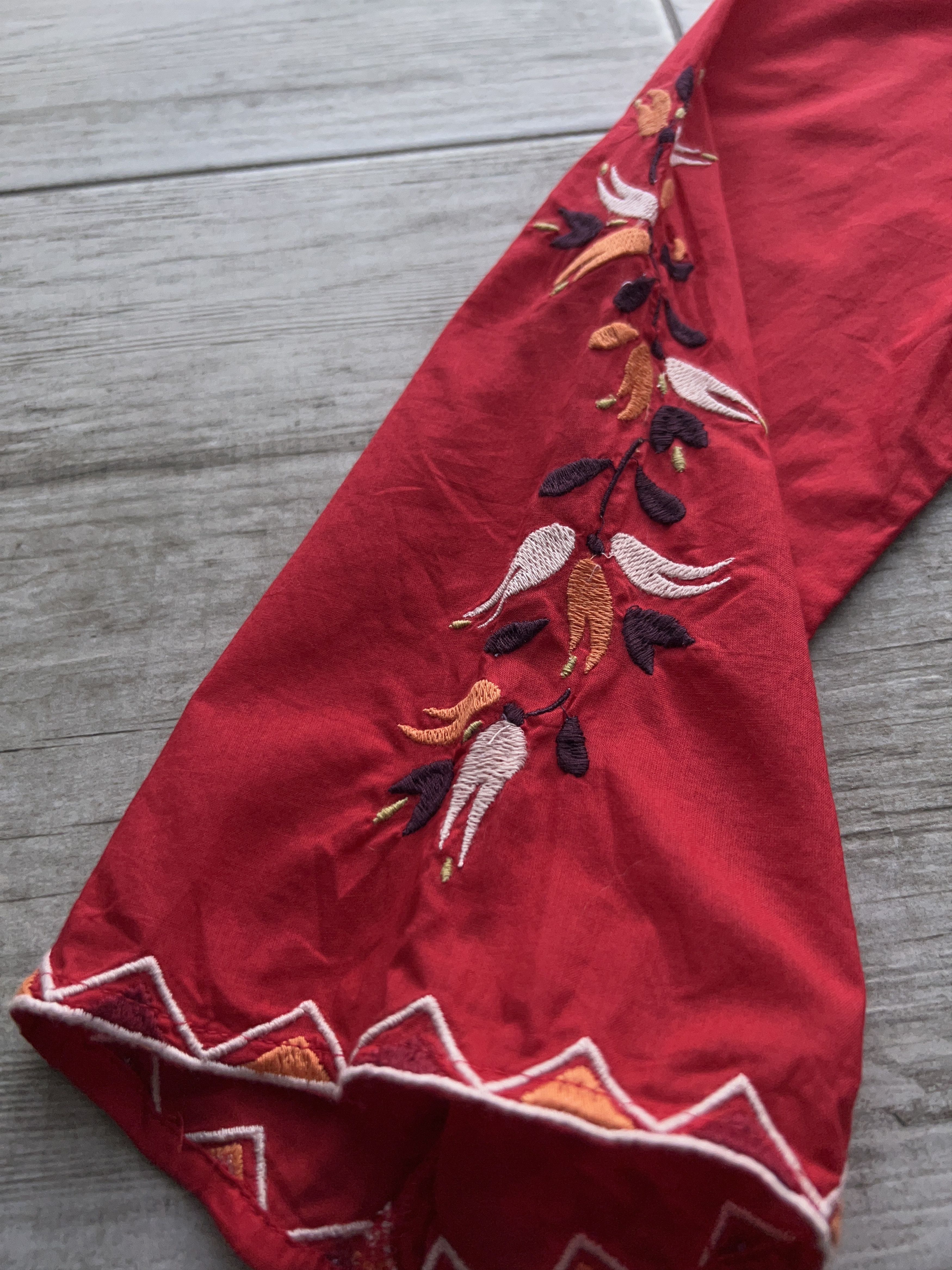 Designer Gudrun Sjoden Fire Embroidery Red Dress Cotton Size M / US 6-8 / IT 42-44 - 5 Thumbnail