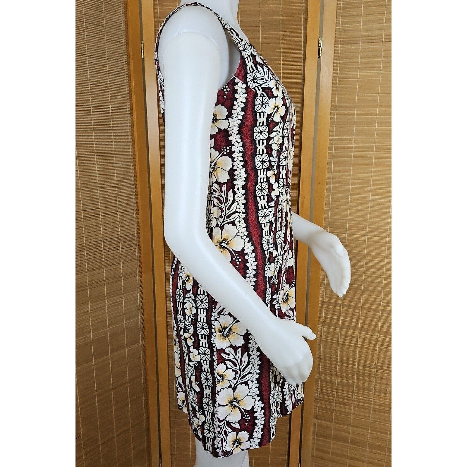 Vintage Hawaiian Flavor Tapa Cloth Print Dress M Brown Handmade Slee Size M / US 6-8 / IT 42-44 - 10 Thumbnail