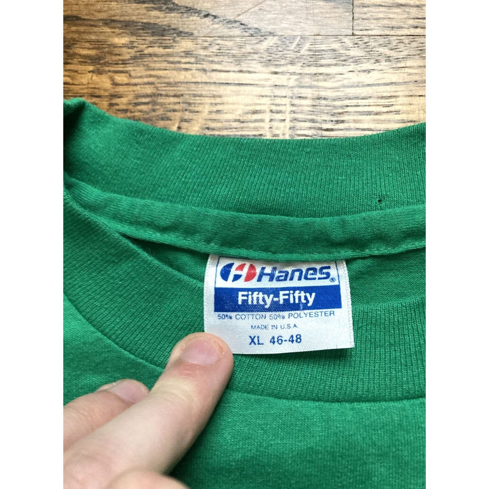 Hanes VINTAGE Blarney Tech Ireland Shirt Mens XL College Green Single Stitch 1989 Size US XL / EU 56 / 4 - 7 Thumbnail