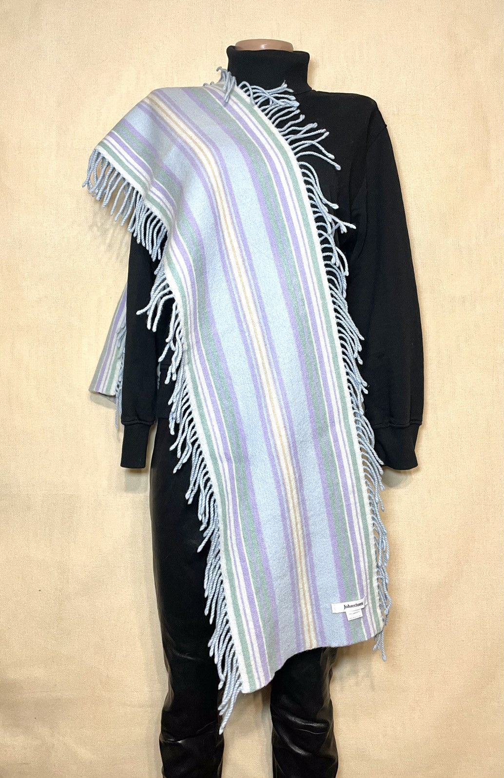 Johnstons Of Elgin Johnstons stripped blue wool scarf Size ONE SIZE - 11 Thumbnail