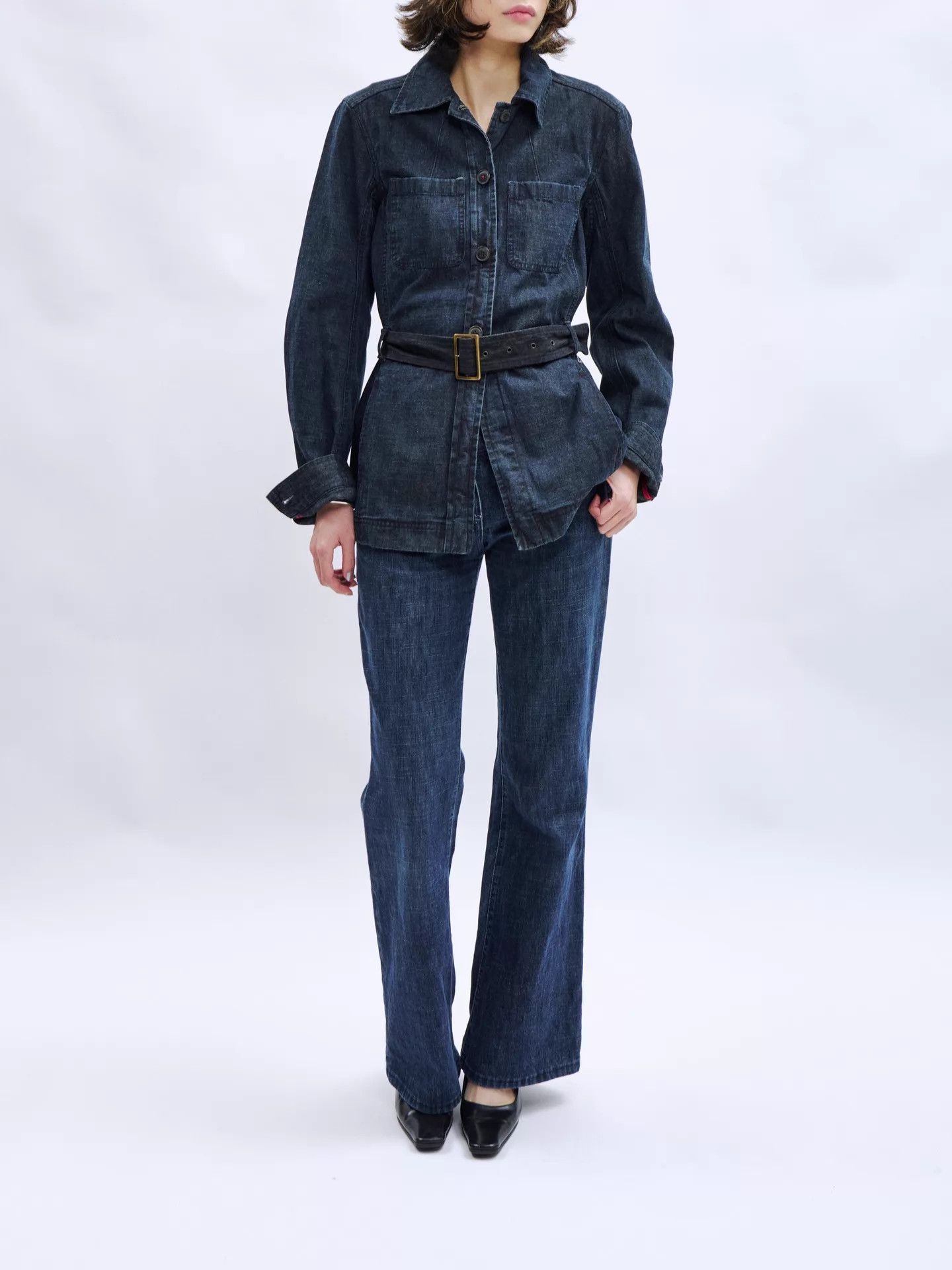 Prada PRADA 00s Linea Rossa Belted Denim Jacket Size M / US 6-8 / IT 42-44 - 1 Thumbnail