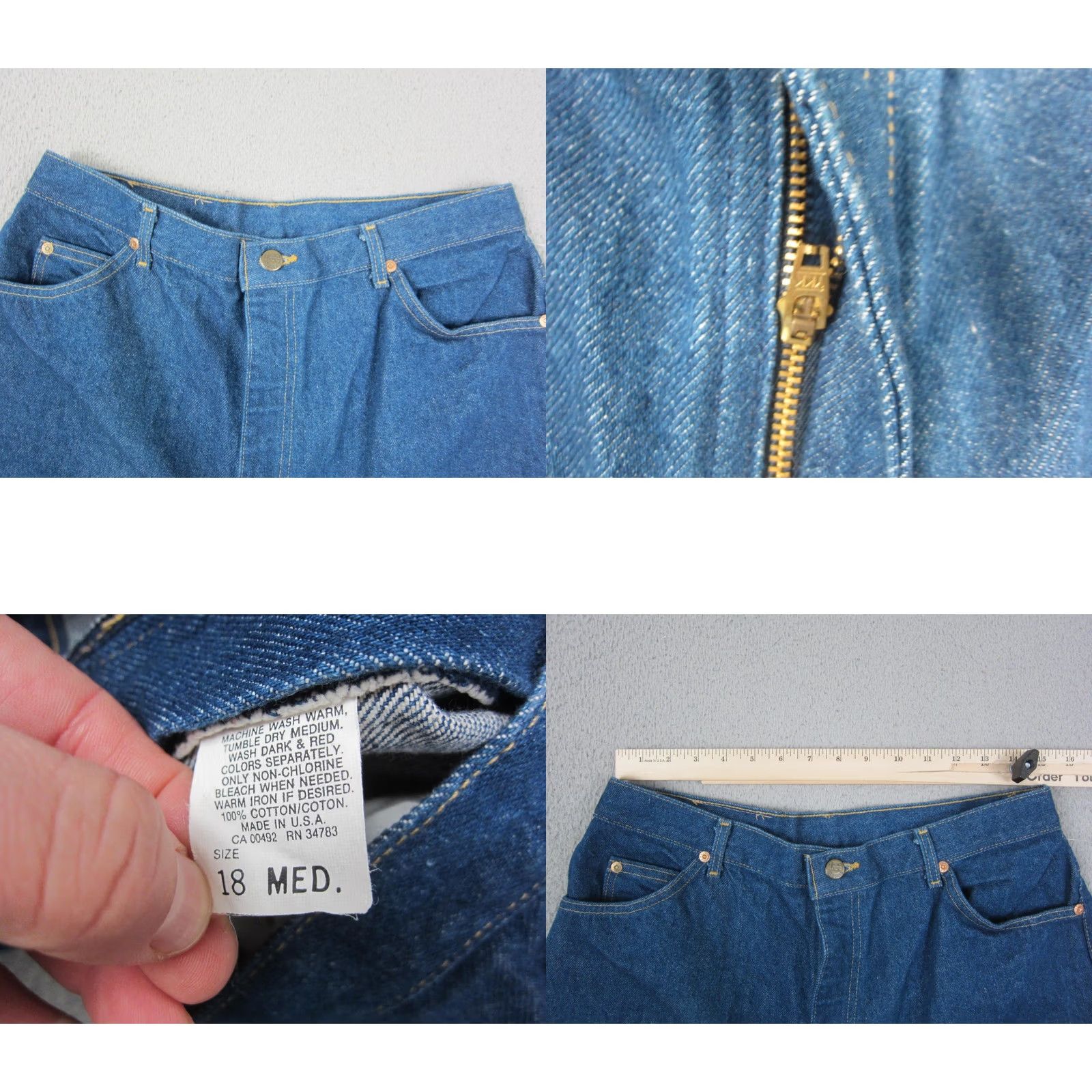 Lee VINTAGE LEE Riders Jeans Womens 18 Blue Denim Straight 80s 90s United States Jeans Mens Womens Girls Size 40" / US 18 - 8 Thumbnail