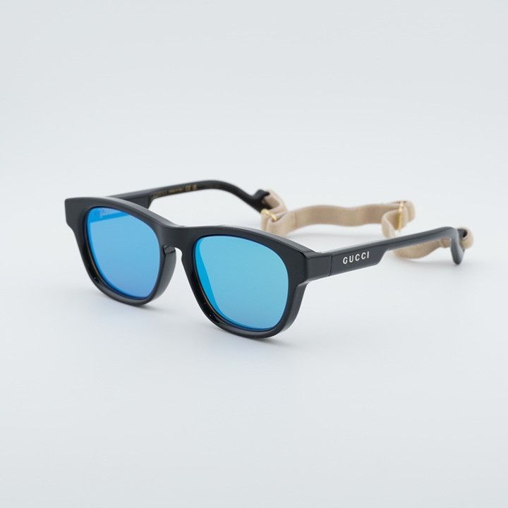 Gucci Gucci GG1238S 002 Sunglasses Black Square Frame, Blue Lenses Size ONE SIZE - 1 Thumbnail