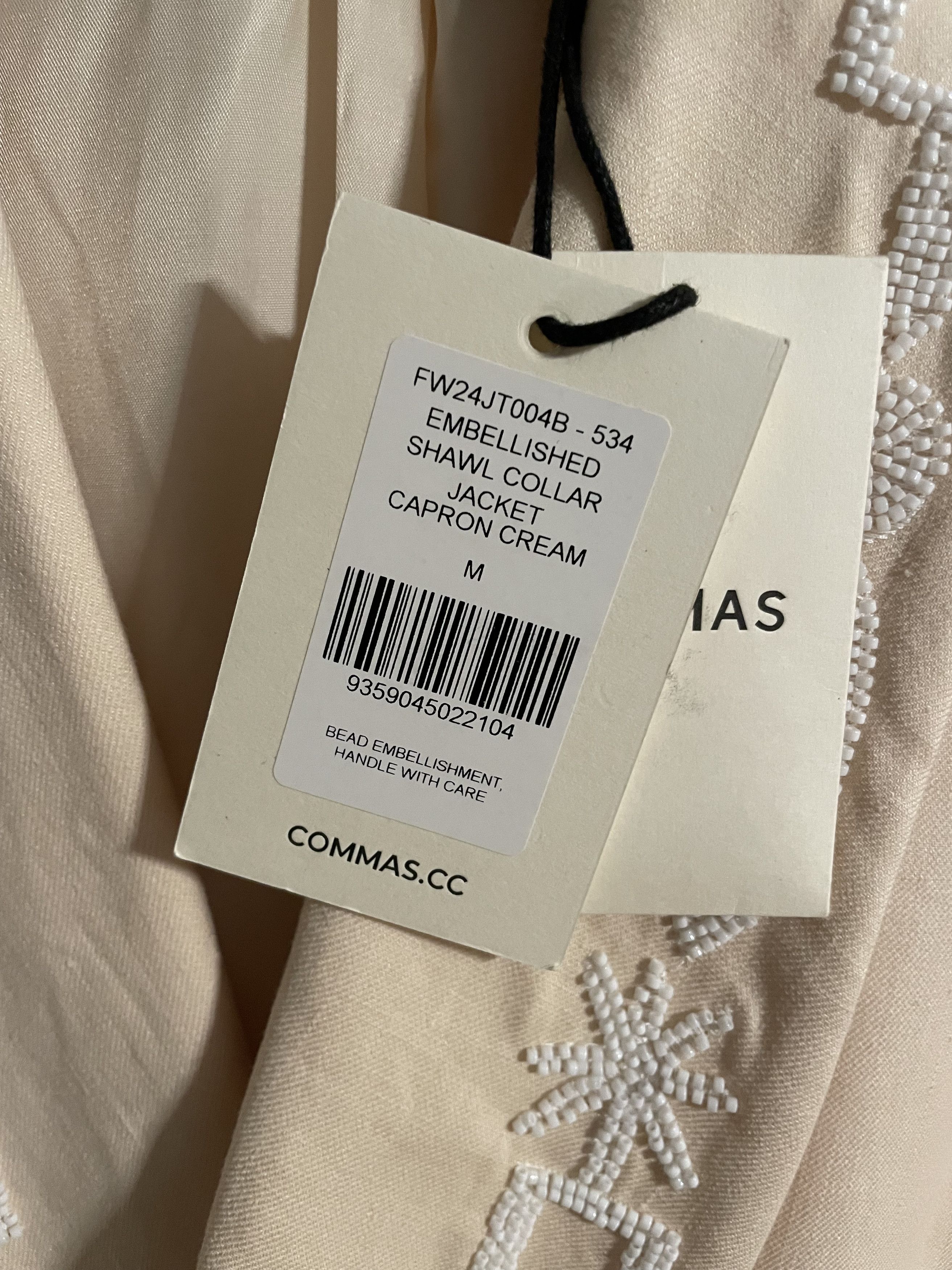 Designer COMMAS Embellished Shawl Collar Jacket Capron Cream BNWT M Size 38R - 3 Thumbnail