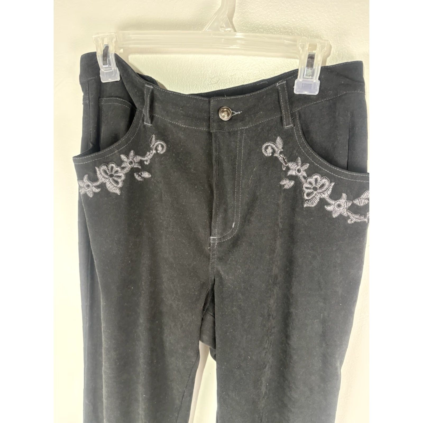 Denim & Co. Denim & Co Black Embroidered Wide Leg Dress Pants Womens Size 12 Size 34" / US 12 / IT 48 - 2 Thumbnail