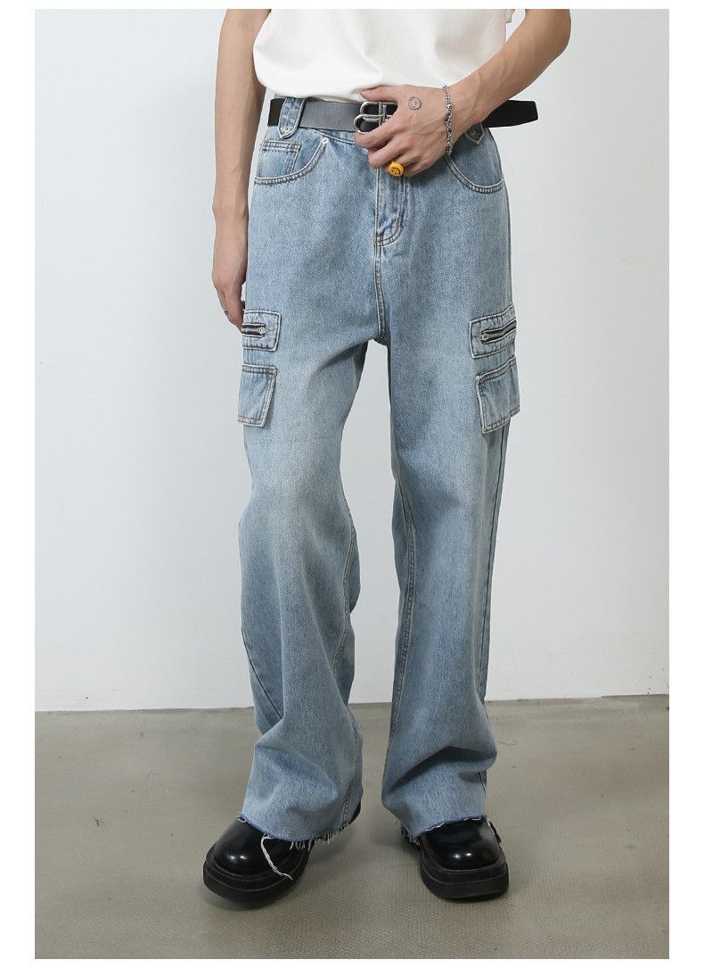 Japanese Brand × Jean Washed casual straight-leg men's versatile cargo jeans Size US 32 / EU 48 - 6 Thumbnail