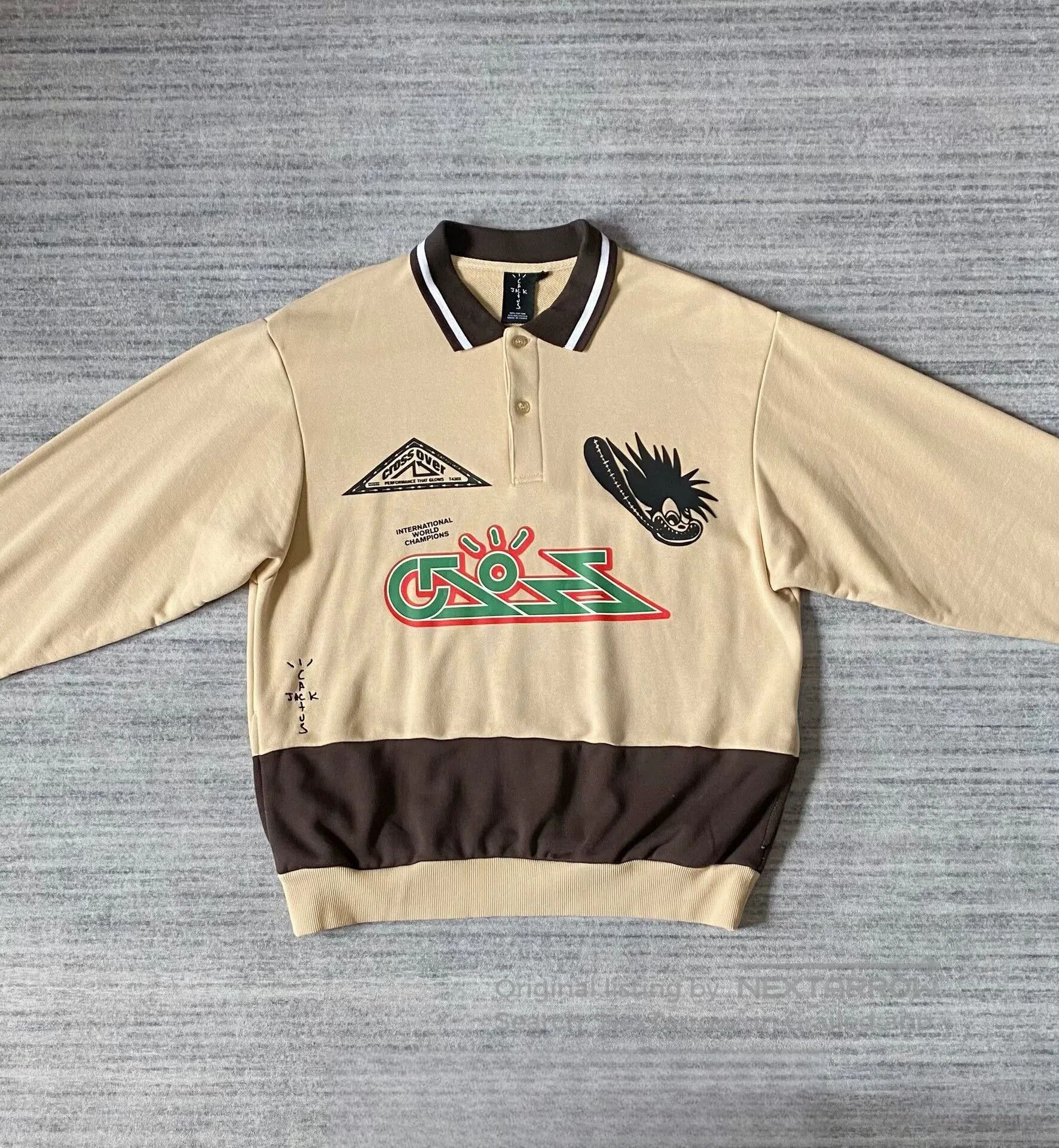 Travis Scott cactus jack brown long sleeve polo sweatshirt. Size US M / EU 48-50 / 2 - 2 Thumbnail