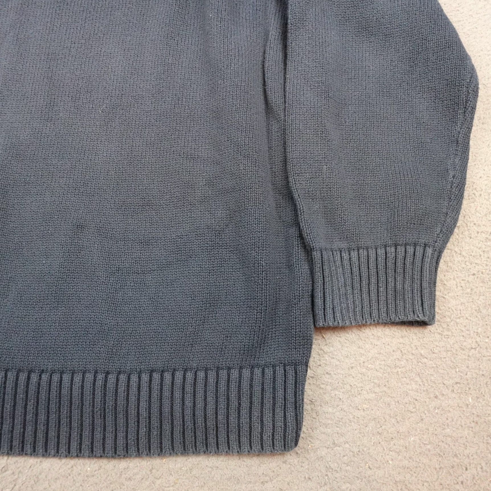 Vintage L.L. Bean Sweater Mens 2XL Navy Blue Quarter Zip Pullover Cotton Knit Outdoors Size US XXL / EU 58 / 5 - 2 Thumbnail