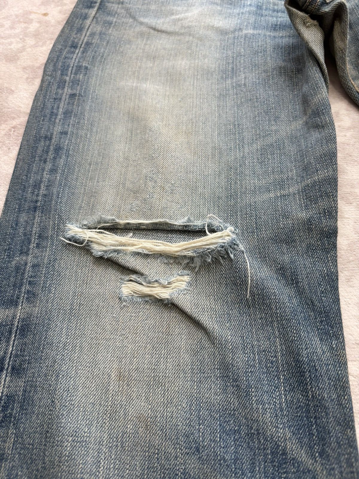 Edwin Edwin 505X Selvedge Orange Tab Distressed Denim Jeans Size US 31 - 13 Thumbnail