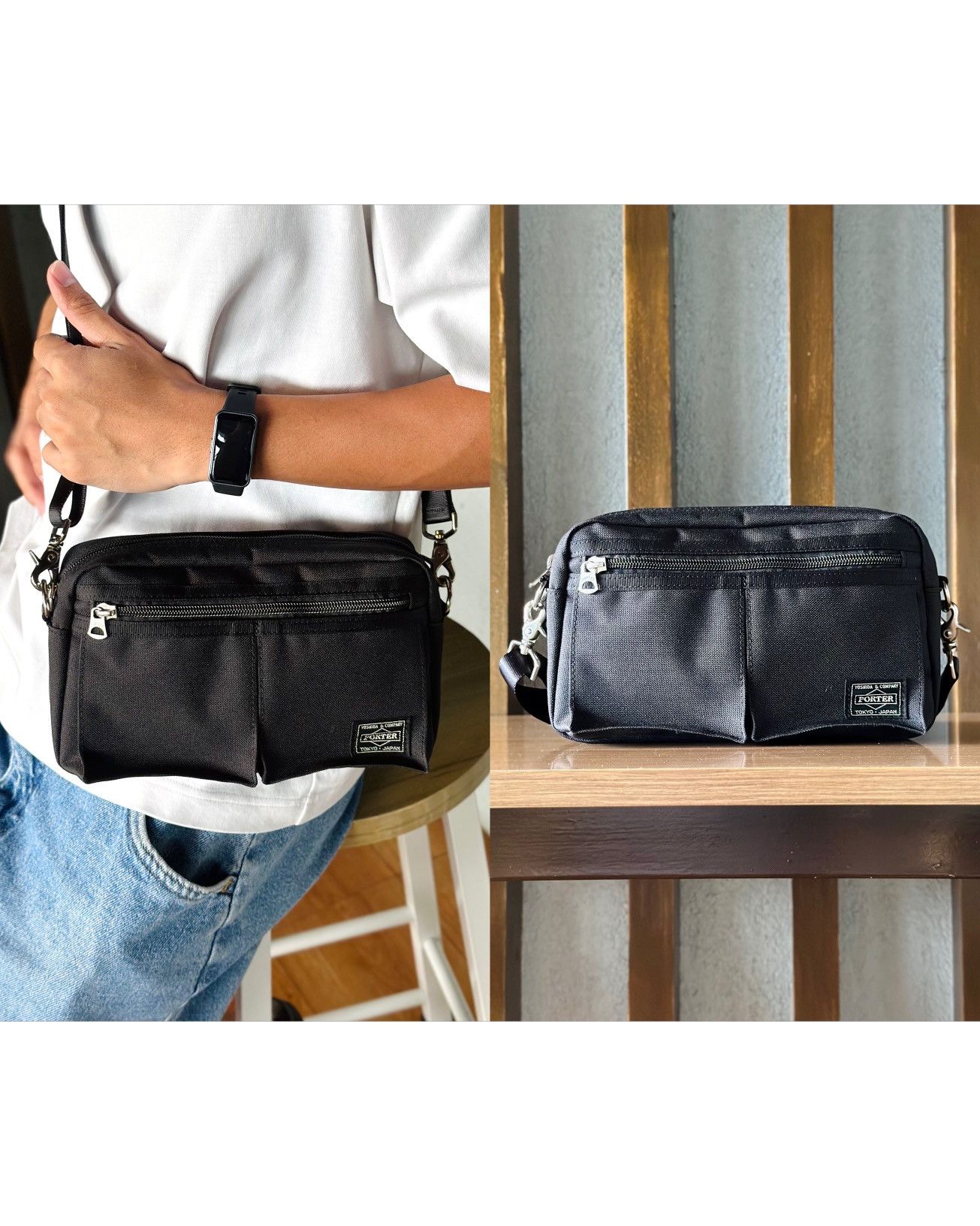 Porter Yoshida Co Porter Yoshida & Co. Smoky Small Crossbody 2-Way Bag in Black, Men's
