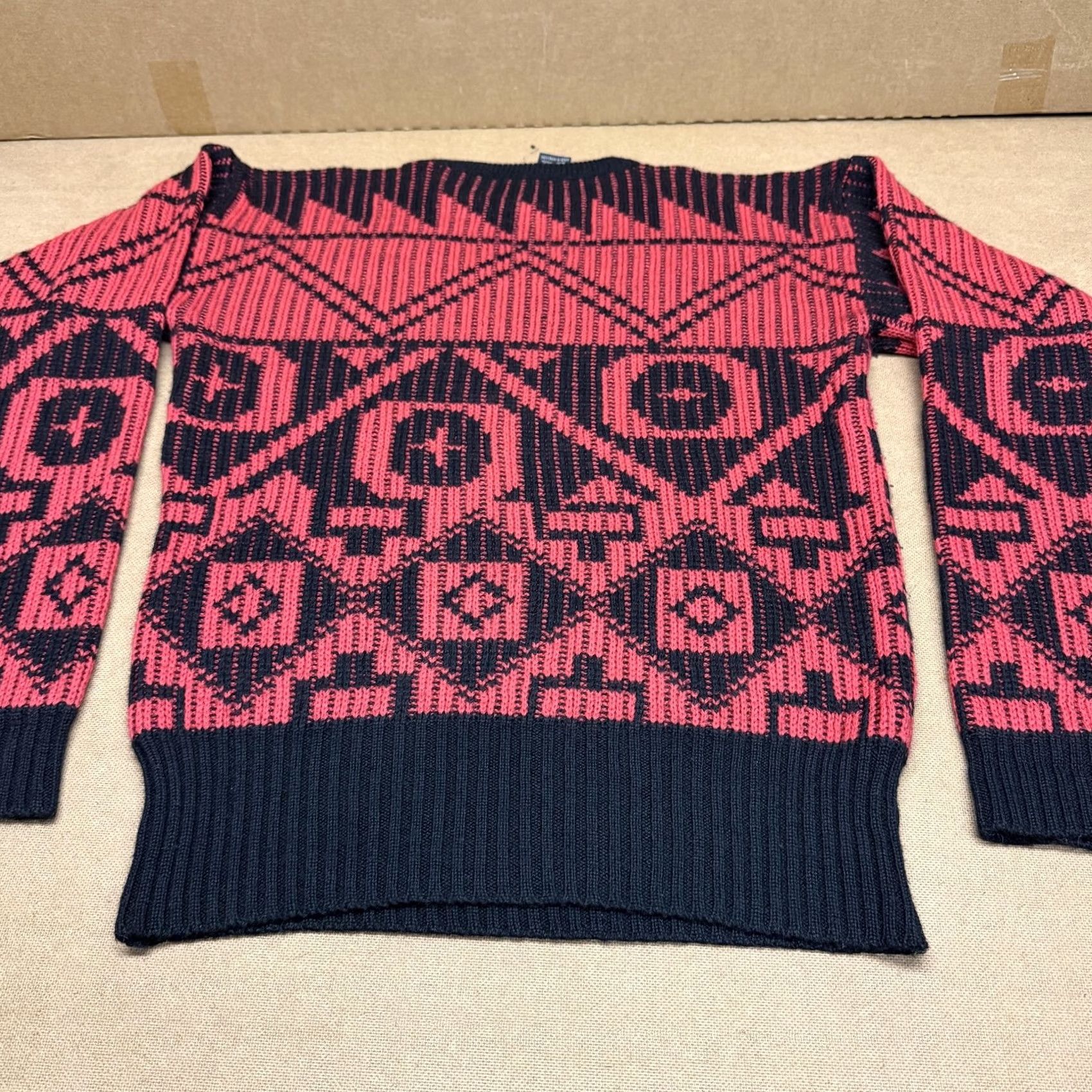 Vintage VINTAGE Profile Sweater Mens L Red Wool Geometric Crewneck Pullover 90s Size US L / EU 52-54 / 3 - 5 Thumbnail
