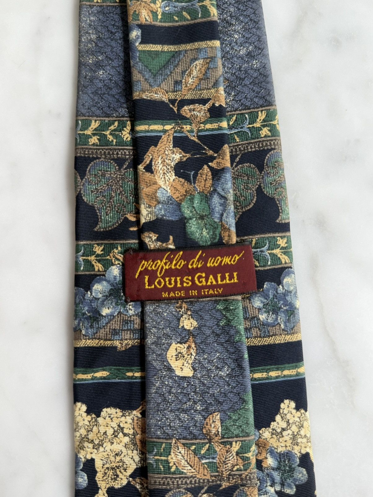 Other Vintage Italian Navy Floral Print Silk Tie Made in Italy Size ONE SIZE - 3 Thumbnail