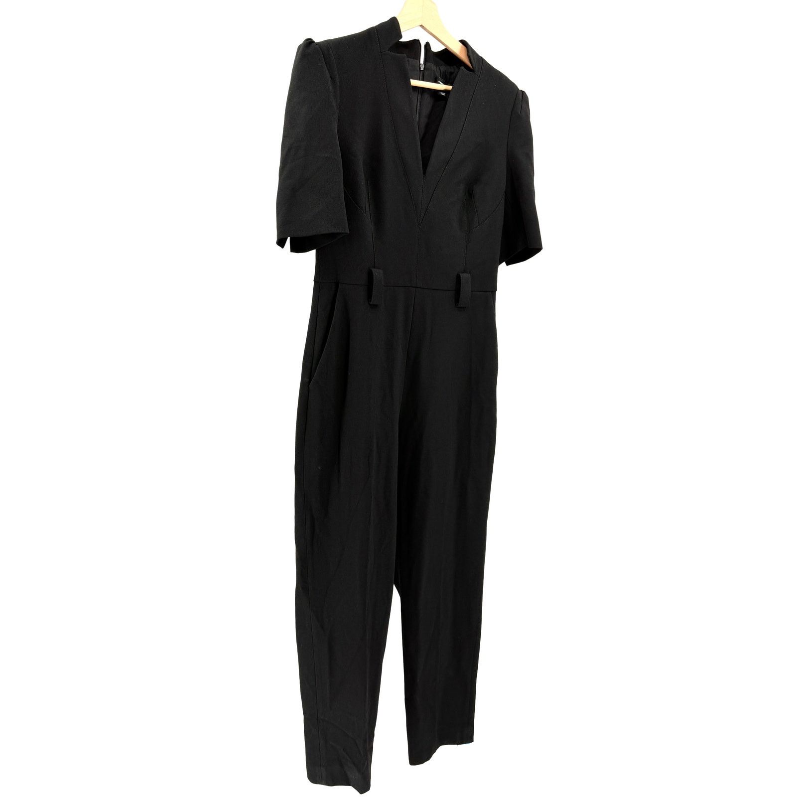 Karen Millen Black Structured Bodice Pockets Tapered Leg Jumpsuit Size 30" / US 8 / IT 44 - 1 Thumbnail