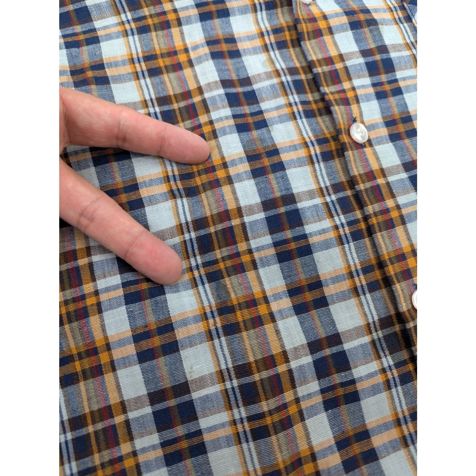 JCPenney VINTAGE Big Mac Shirt Mens M Navy Brown Plaid Button Front 70s Size US M / EU 48-50 / 2 - 7 Thumbnail