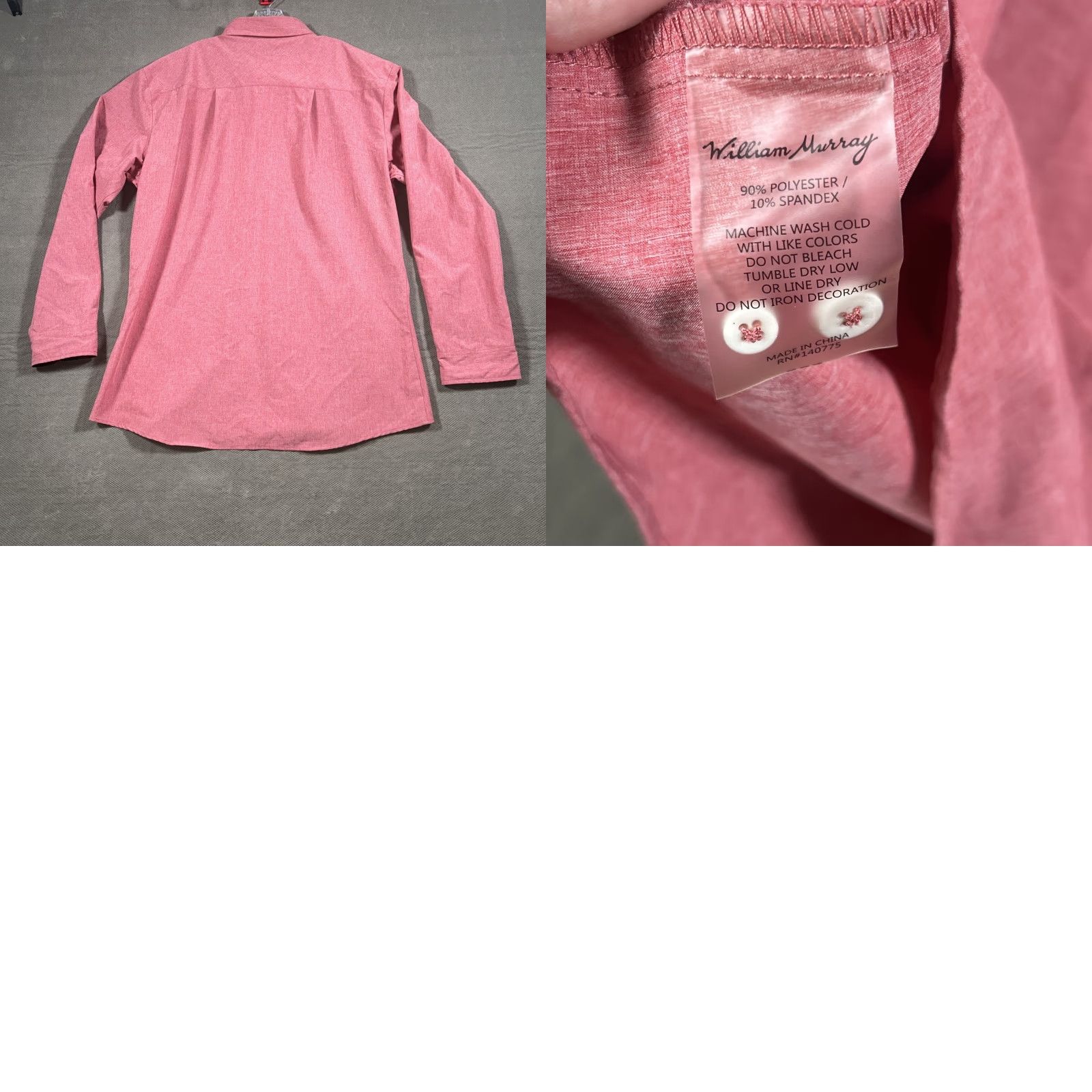 Vintage William Murray Mens Button-Down Shirt 2XL Long Sleeve Red Polyester Spandex Size US XXL / EU 58 / 5 - 10 Thumbnail