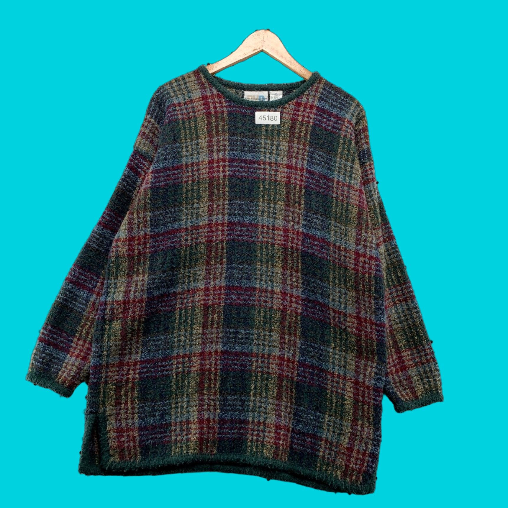 Vintage VINTAGE Paul Harris Wool Sweater Womens Large Green Window Pane Plaid Oversized Size L / US 10 / IT 46 - 1 Thumbnail