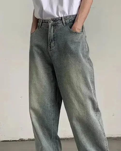Jean Faded Wide Leg Jeans Size US 33 - 2 Thumbnail