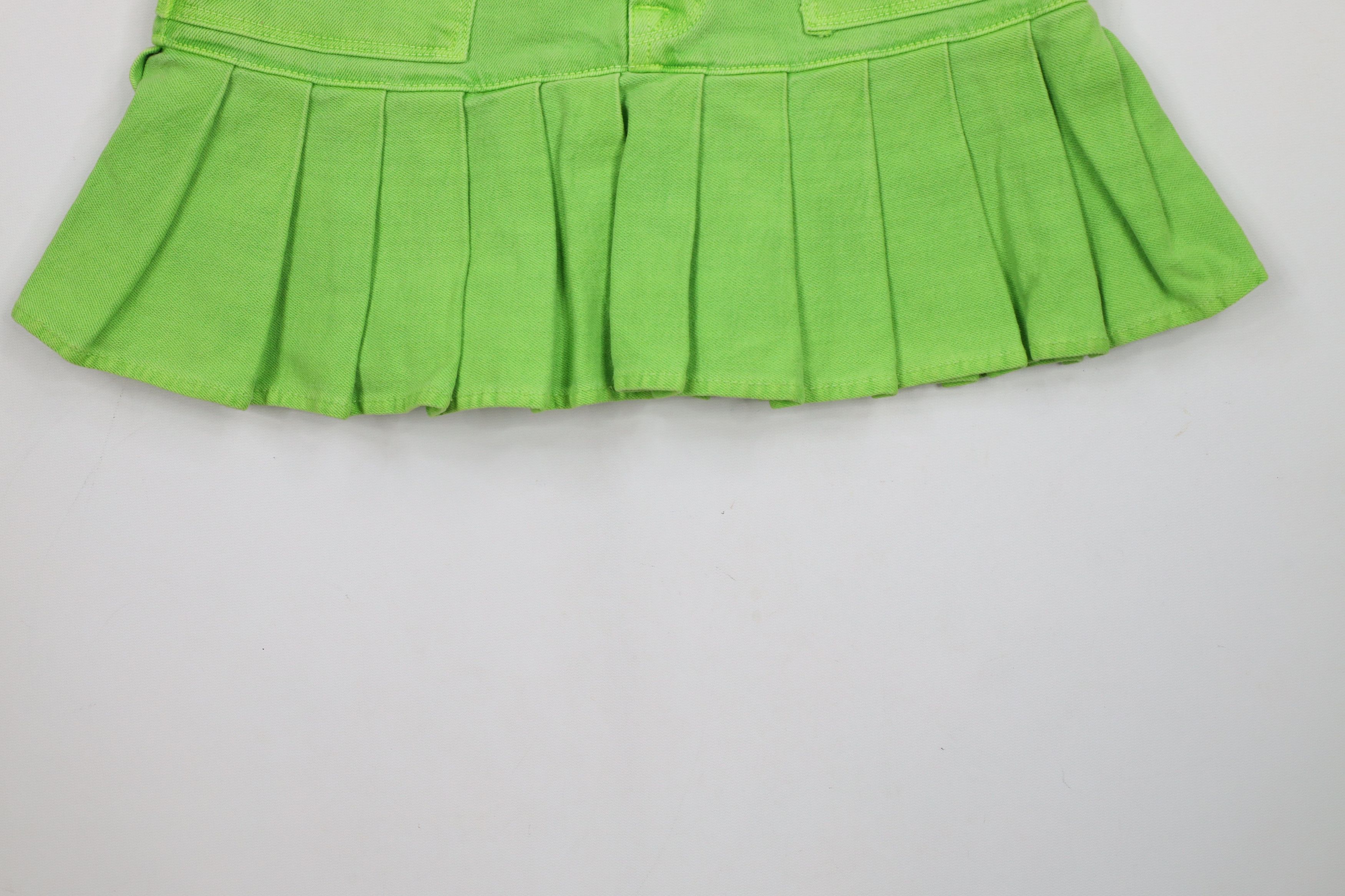 Vintage × Von Dutch Vintage 90s Y2K Von Dutch Denim Jean Mini Skirt Green USA Size 24" / US 00 / IT 34 - 4 Thumbnail