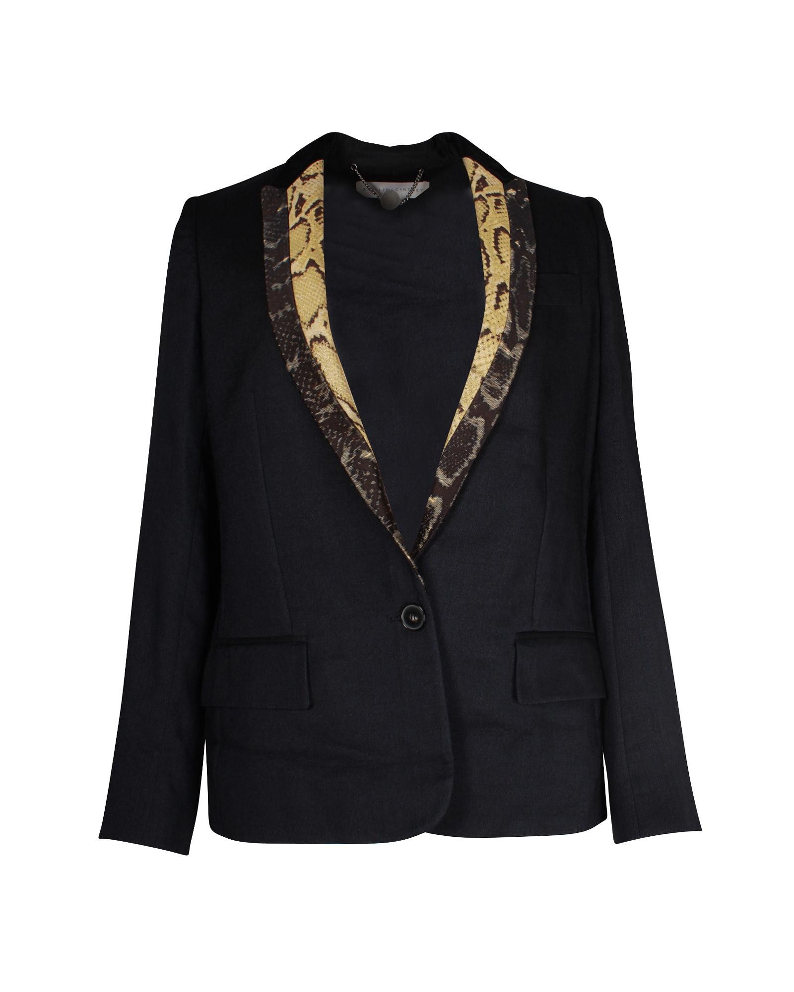 Image of Stella Mccartney Jacquard Collar Wool Blazer in Black, Women's (Size Small)