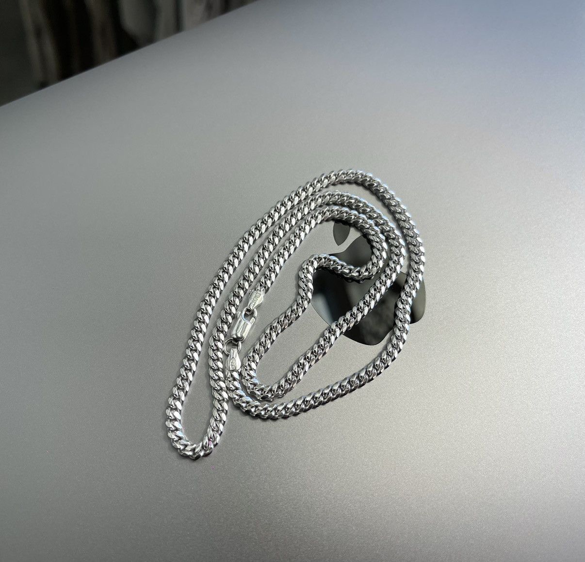 Sterling Silver Silver Miami Cuban Link Chain 24” Size ONE SIZE - 3 Thumbnail