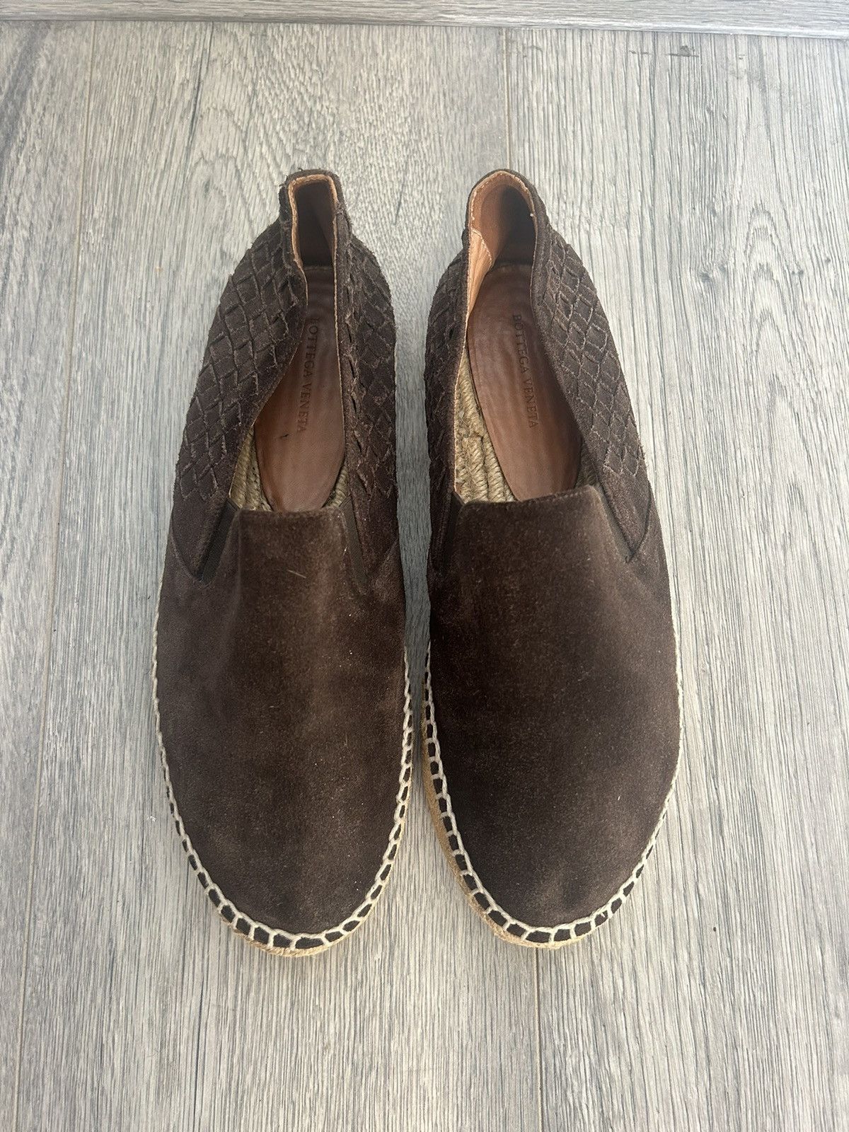Bottega Veneta Bottega Veneta Suede Intrecciato Espadrilles - Brown Size US 7 / EU 40 - 3 Thumbnail