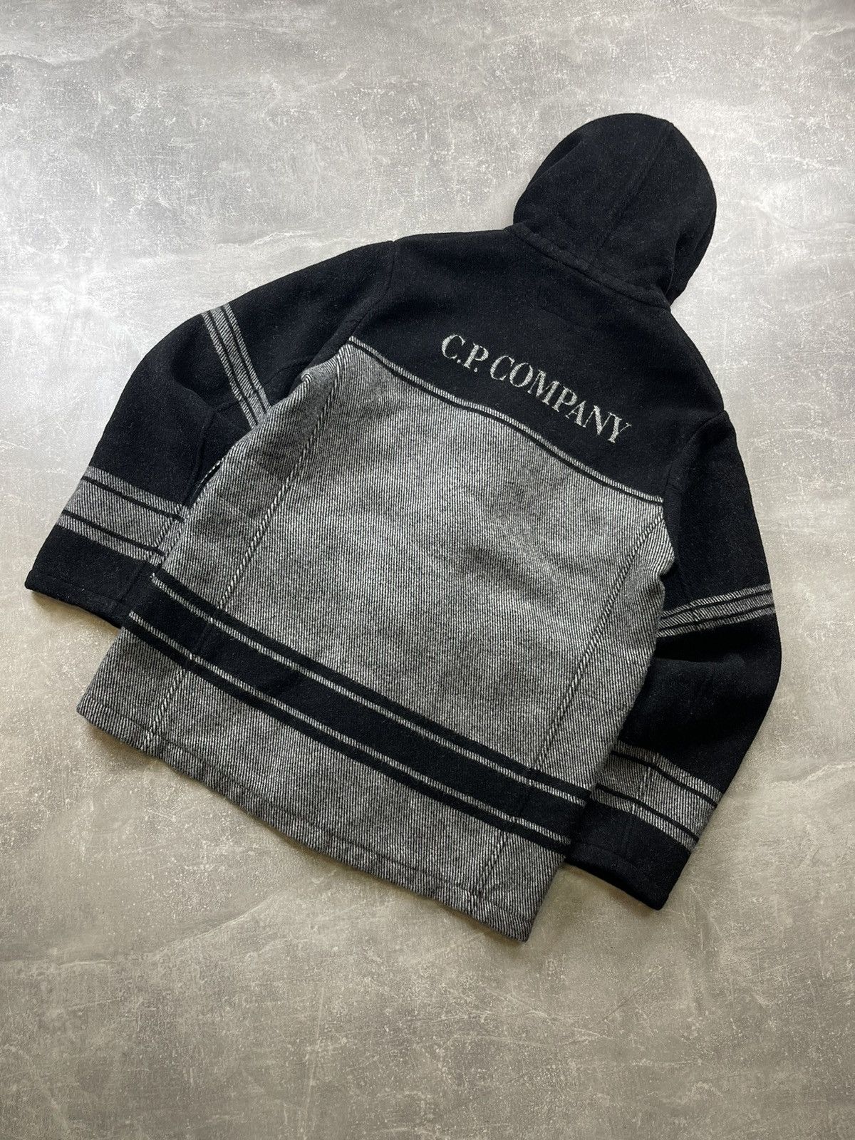C.P. Company C.P. Company Wool C.P. Duffel Hooded Coat Black Grey Stripe Size US L / EU 52-54 / 3 - 1 Thumbnail