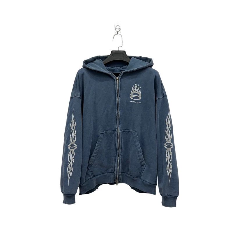 Balenciaga Smog blue flame double-ring hoodie