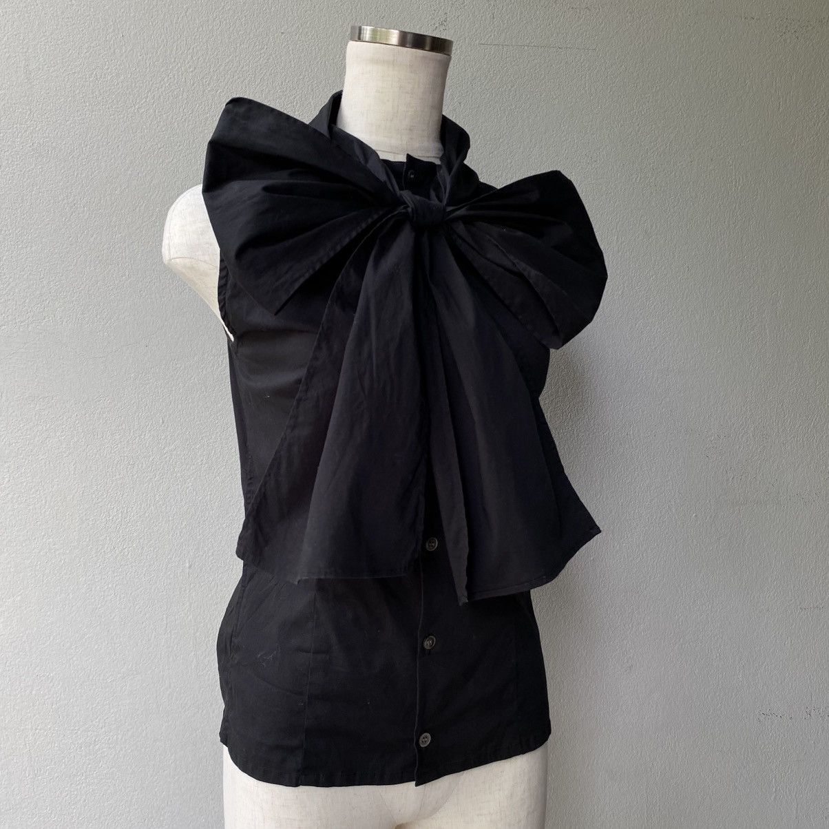 Japanese Brand ATSURO TAYAMA A/T Black Sleeveless Blouse with Large Bow Size S / US 4 / IT 40 - 4 Thumbnail