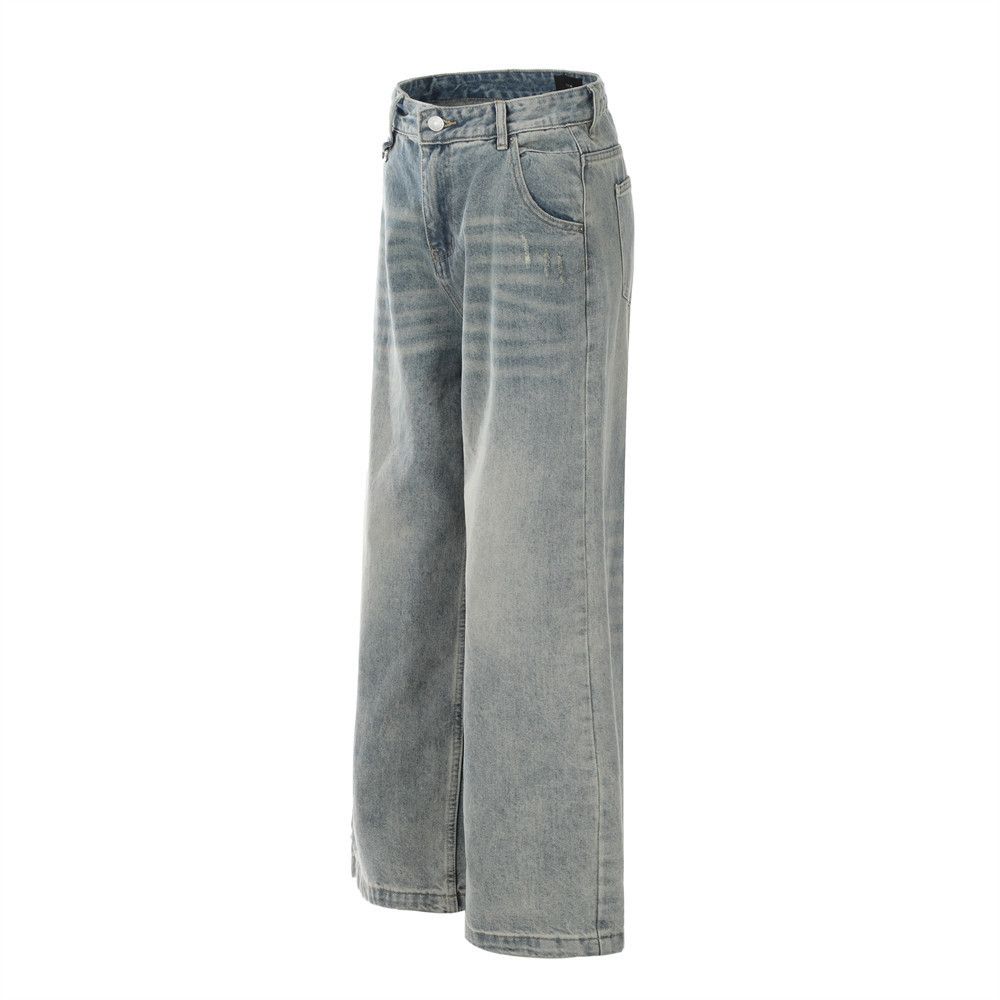 Japanese Brand Punk distressed washed denim straight pants for men Size US 32 / EU 48 - 2 Thumbnail