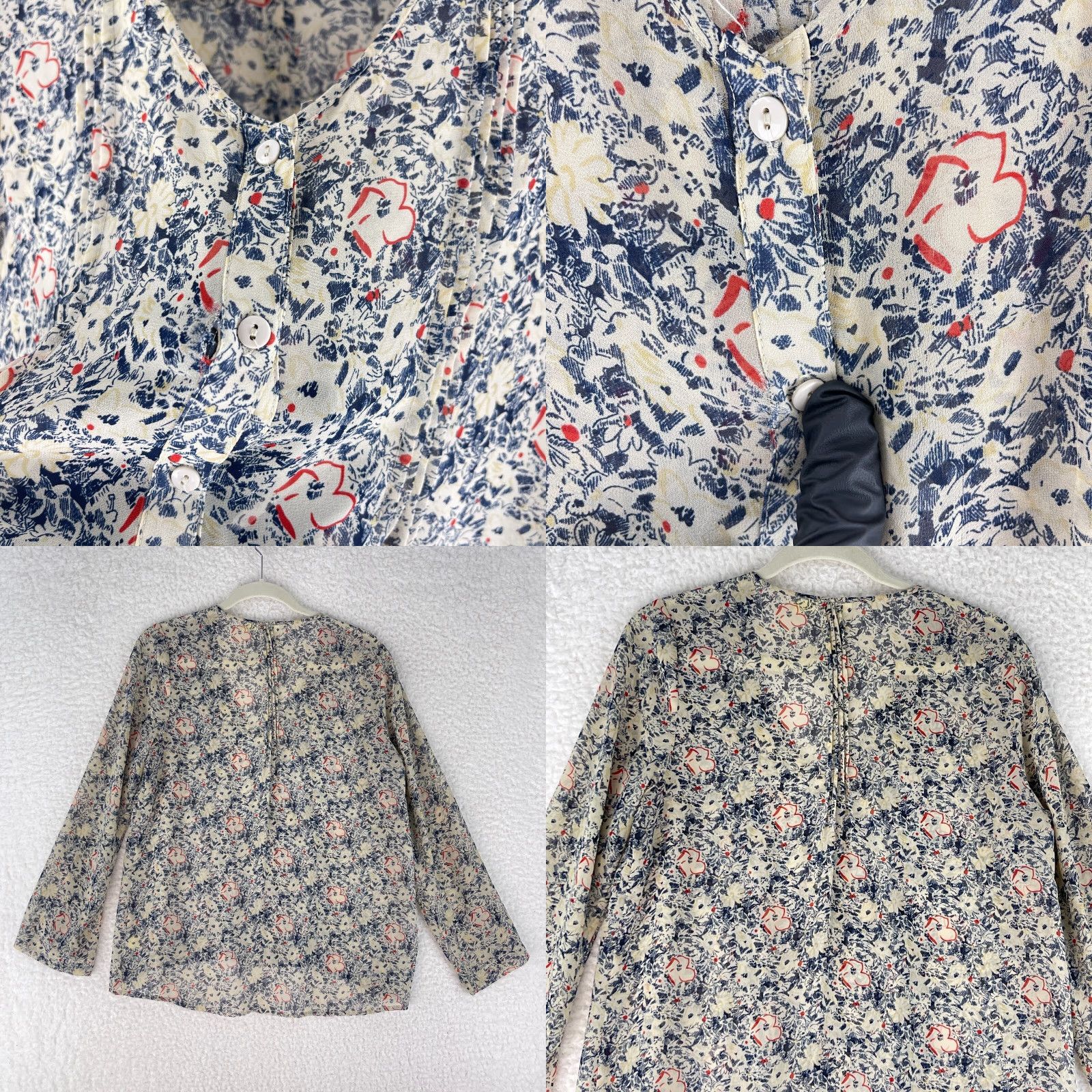 Needles Pins and Needles Floral Print Button-Up Shirt Womens Long Sleeve M Ivory Blue Pattern Floral Size M Womens Size M / US 6-8 / IT 42-44 - 9 Thumbnail