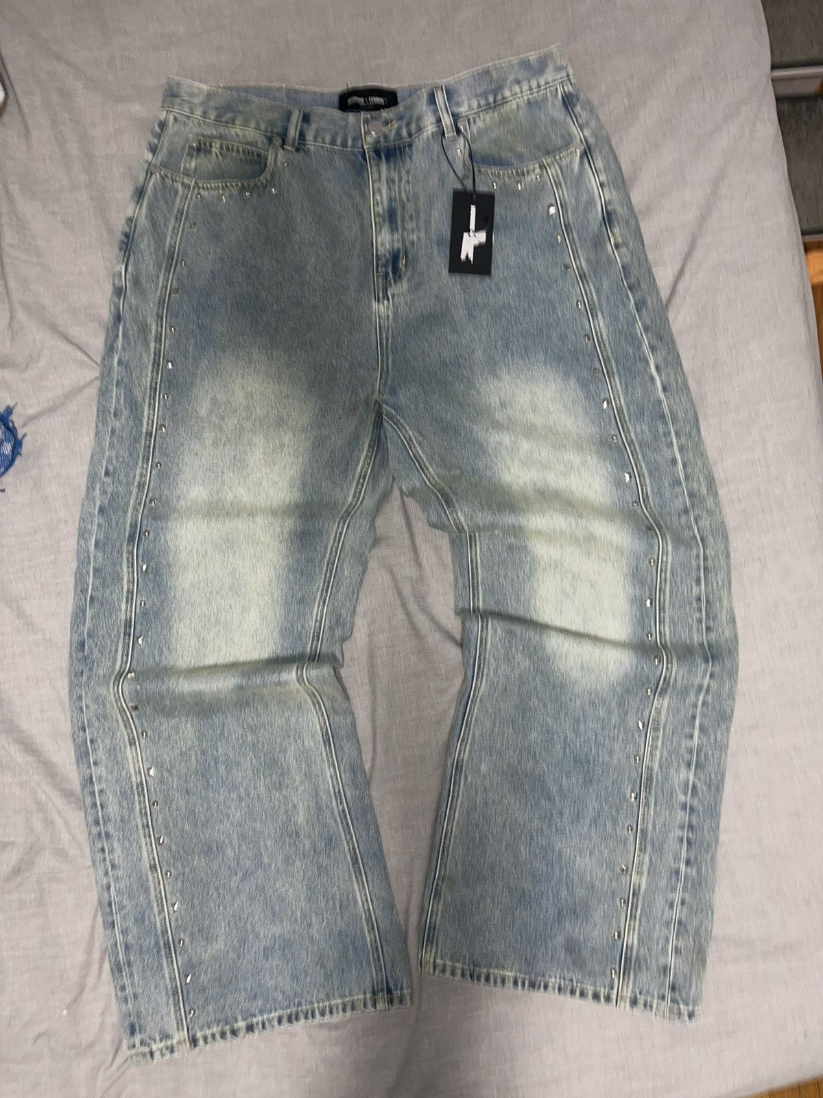 Homme + Femme La HOMME+FEMME Studded Denim Jeans Size US 38 / EU 54 - 1 Thumbnail
