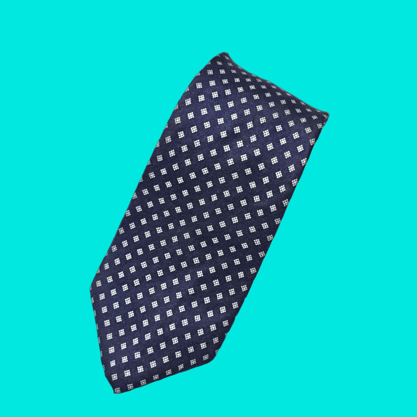 Lanvin VINTAGE Lanvin Necktie Tie Men’s Blue Geometric Silk Classic Retro Office Preppy 57" 3" Mens Size ONE SIZE - 1 Thumbnail