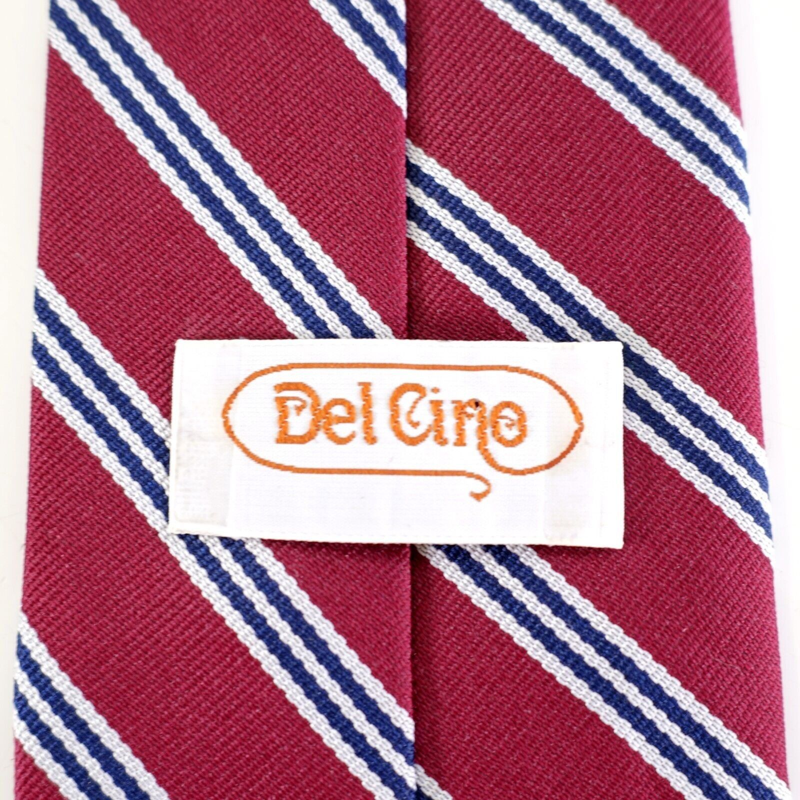 Designer Del Cino Blue Red Woven Striped Silk Tie Size ONE SIZE - 3 Thumbnail